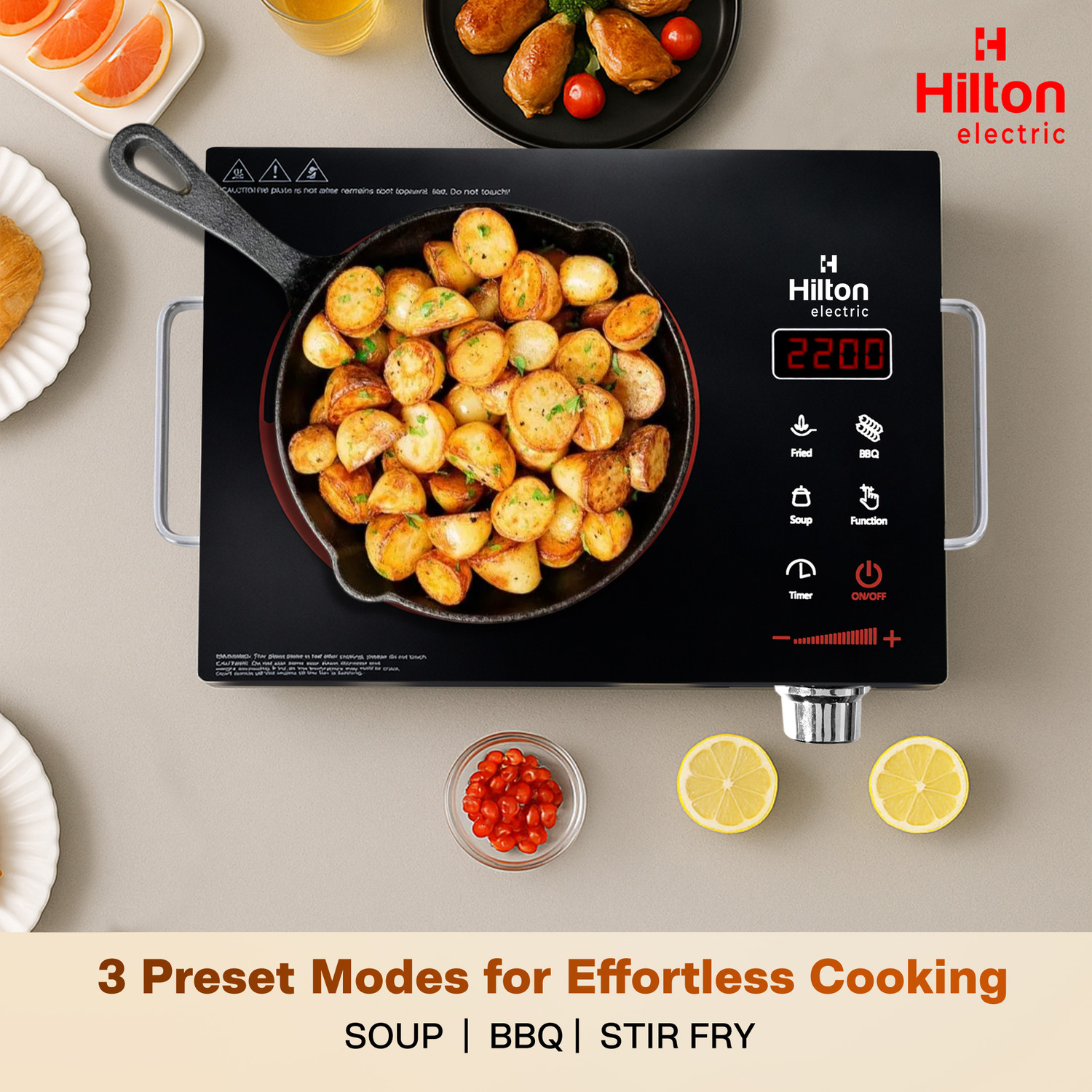 Image of HILTON 2200 W Infrared Cooktop Touch Panel