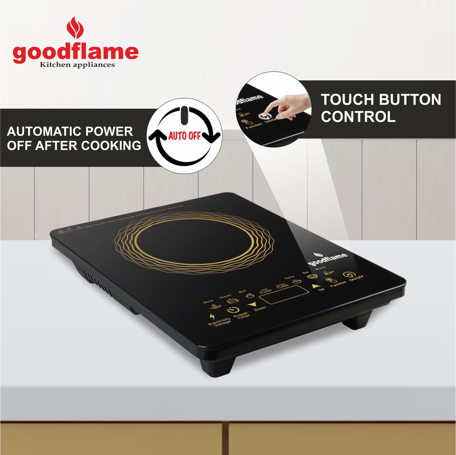 Image of goodflame 2200 W Induction Cooktop Touch Panel