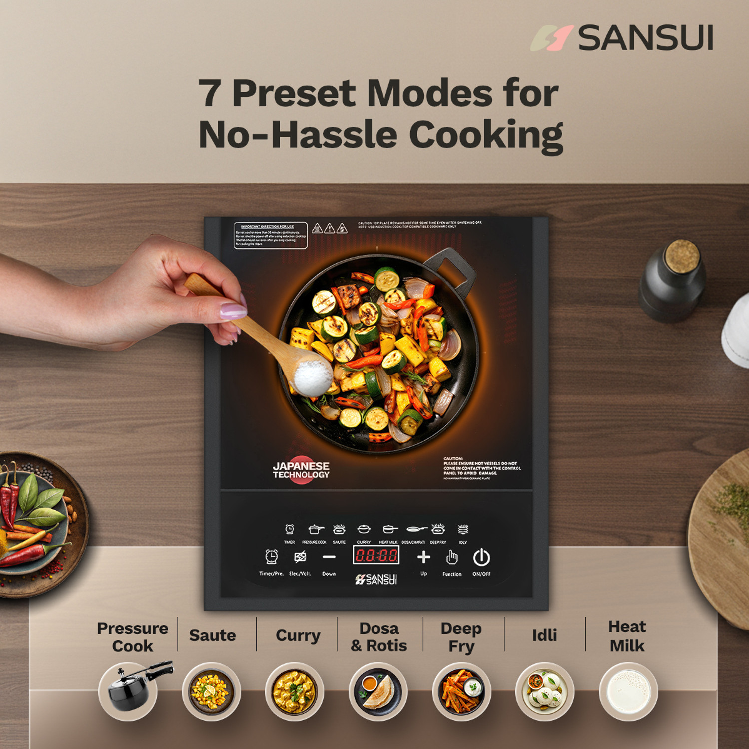 Image of Sansui 2000 W Induction Cooktop Touch Panel