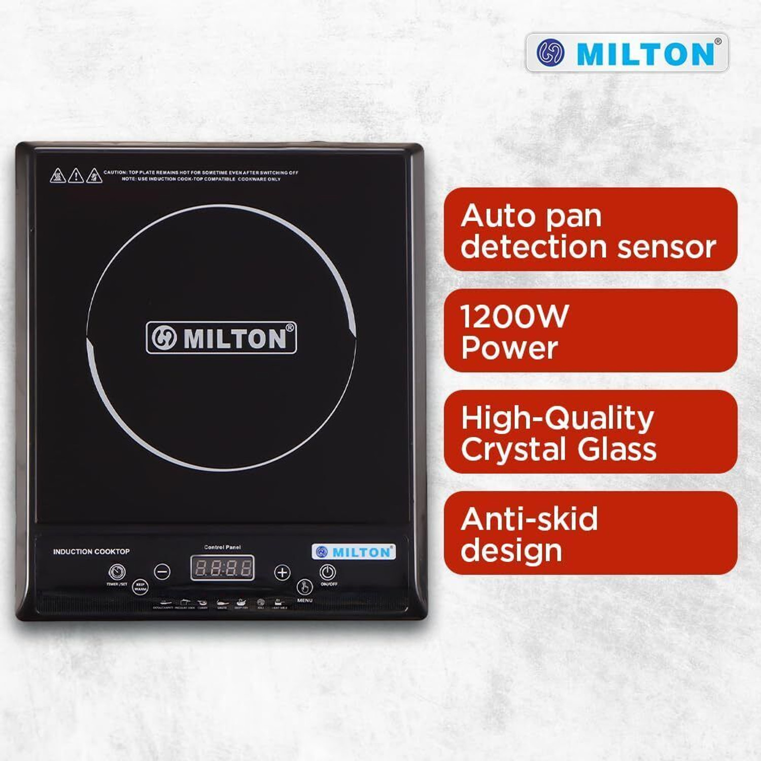 Image of MILTON 1200 W Induction Cooktop Push Button