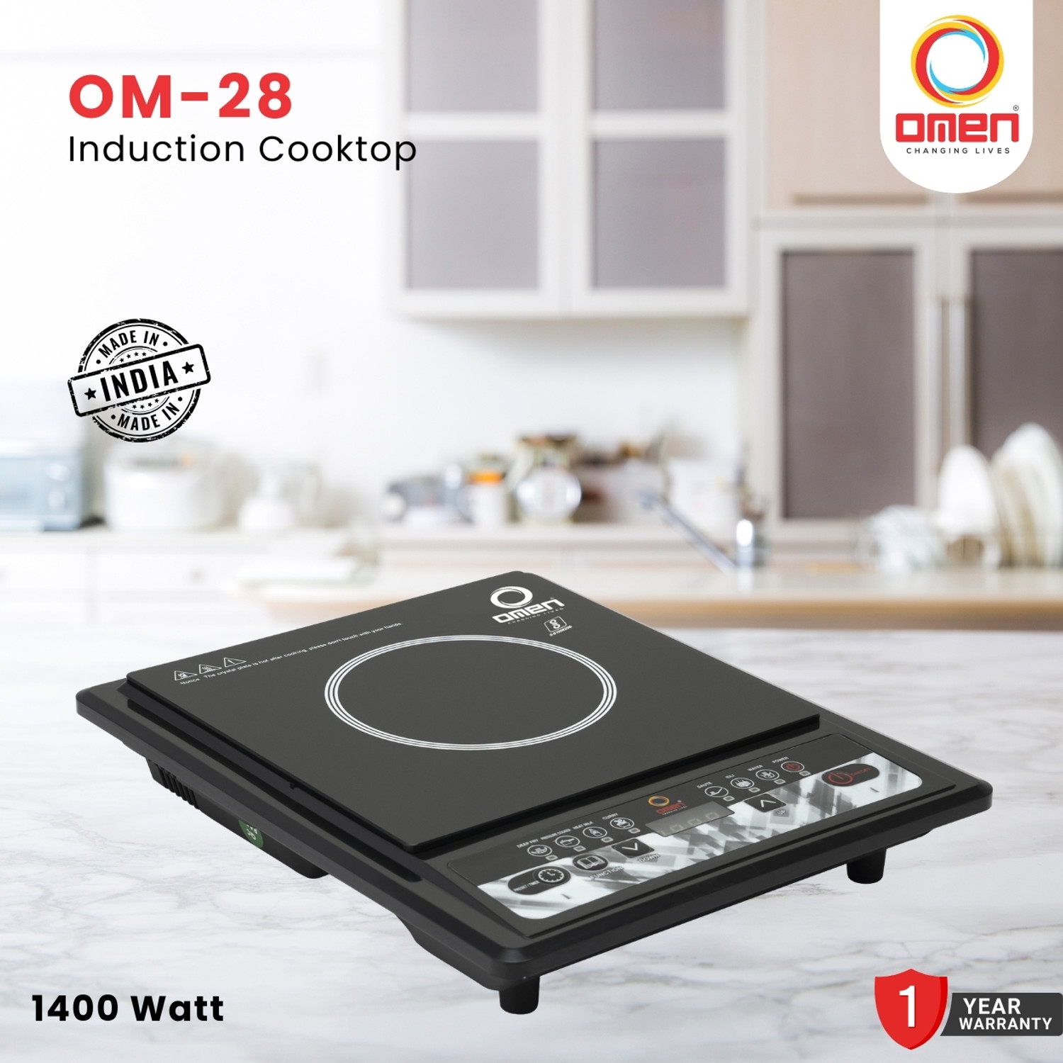 Image of Omen Changing Lives 1400 W Induction Cooktop Push Button