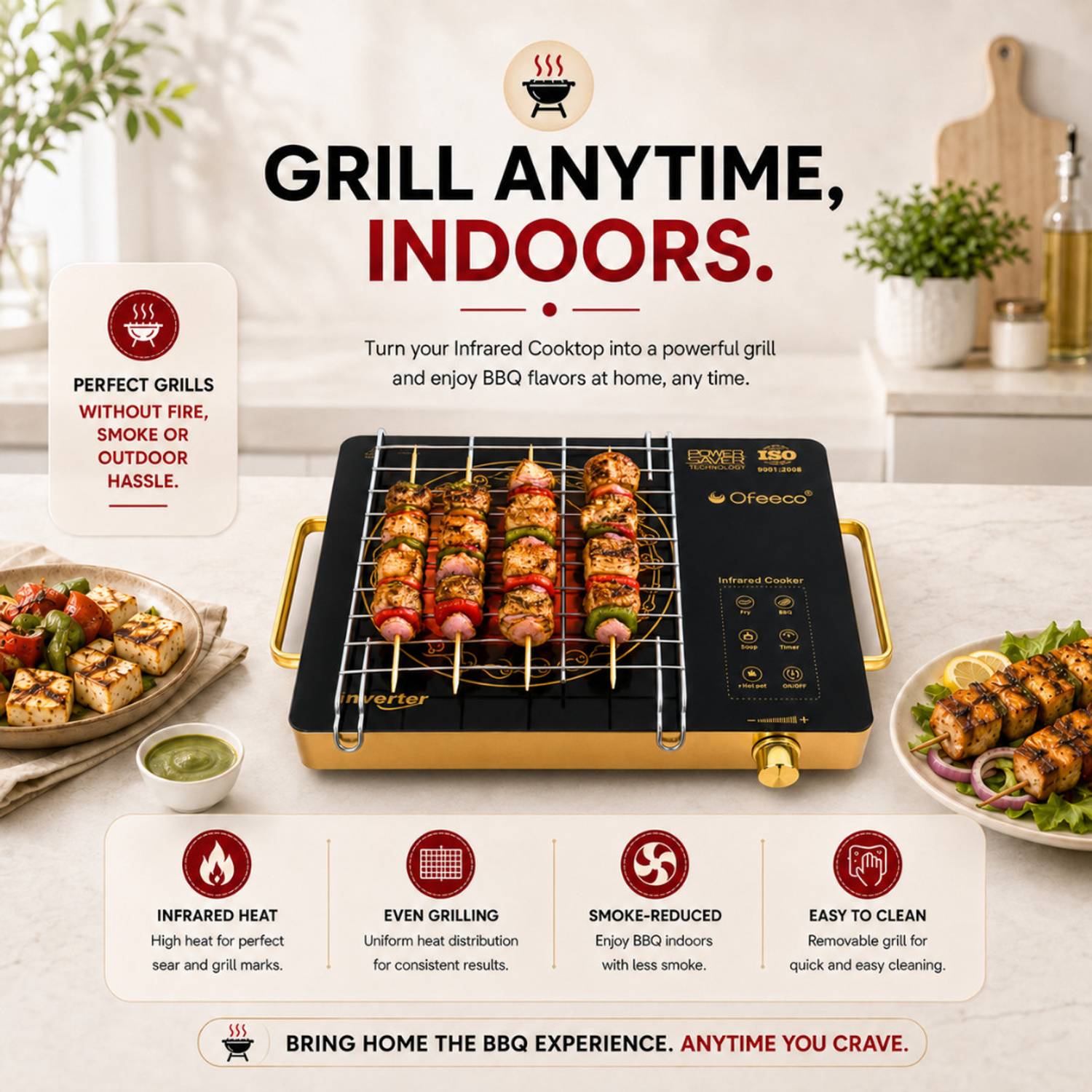 Ofeeco 2500W Infrared Cooktop Black - Image 3