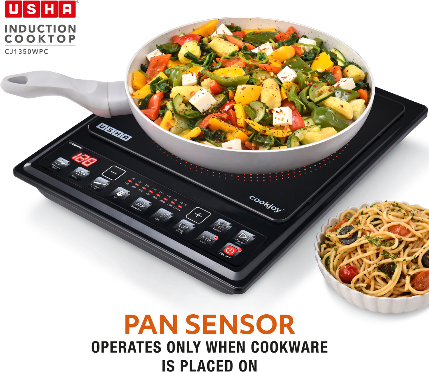 Image of USHA 1360 W Induction Cooktop Push Button