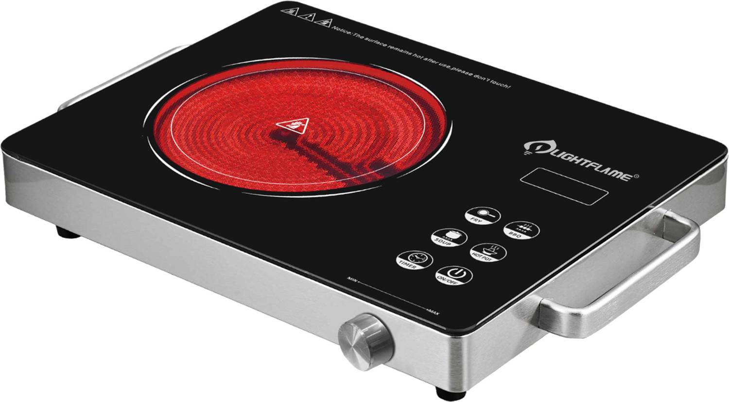 LIGHTFLAME 2000 W Radiant Cooktop Touch Panel, Jog Dial (Black, S