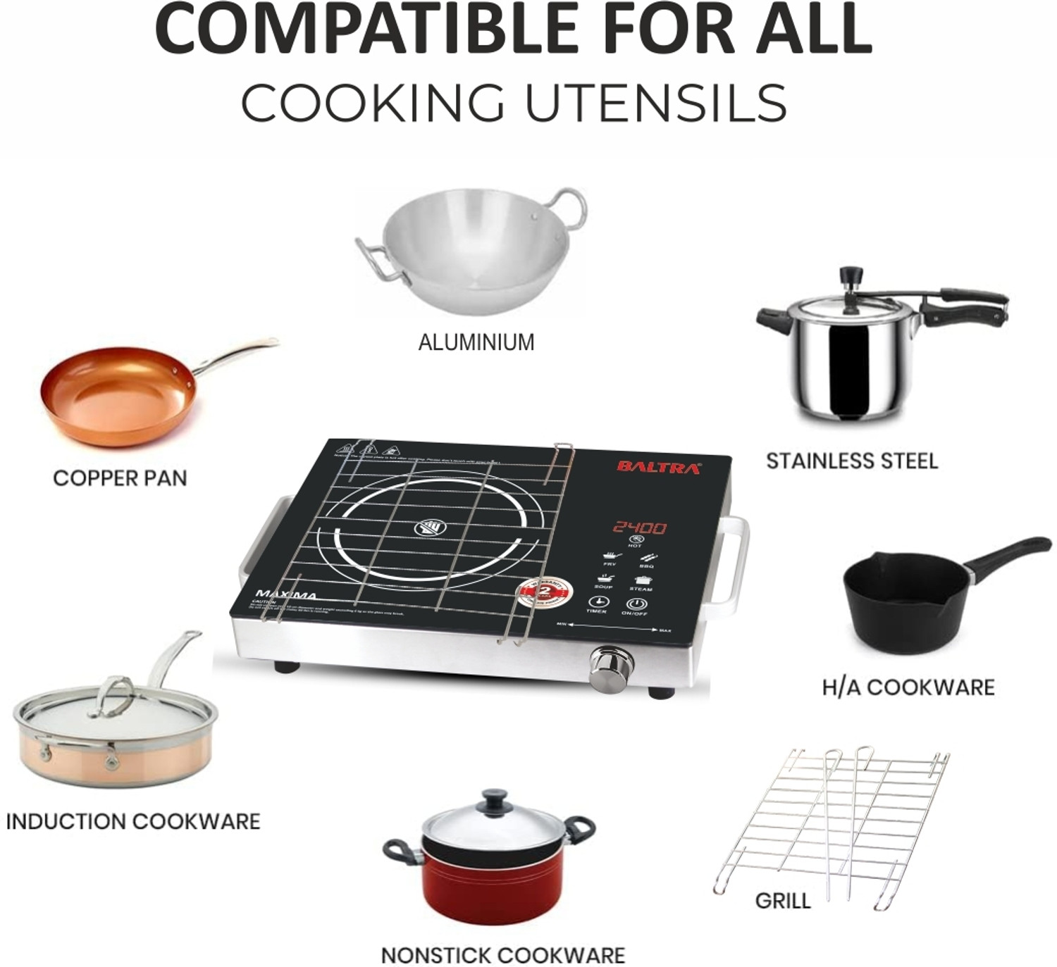 Image of Baltra 2400 W Infrared Cooktop Touch Panel