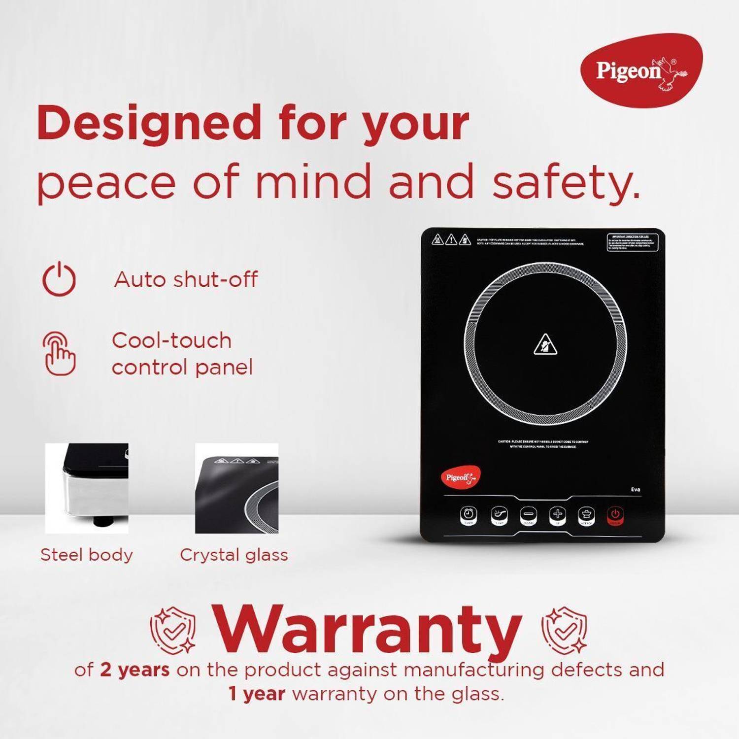 Pigeon 2000W Infrared Cooktop Touch Panel Black - Image 4