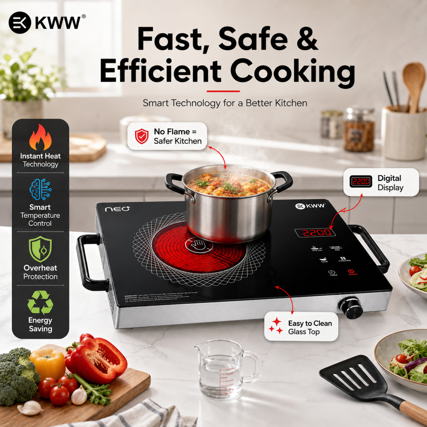 Image of KWW 2200 W Infrared Cooktop Touch Panel