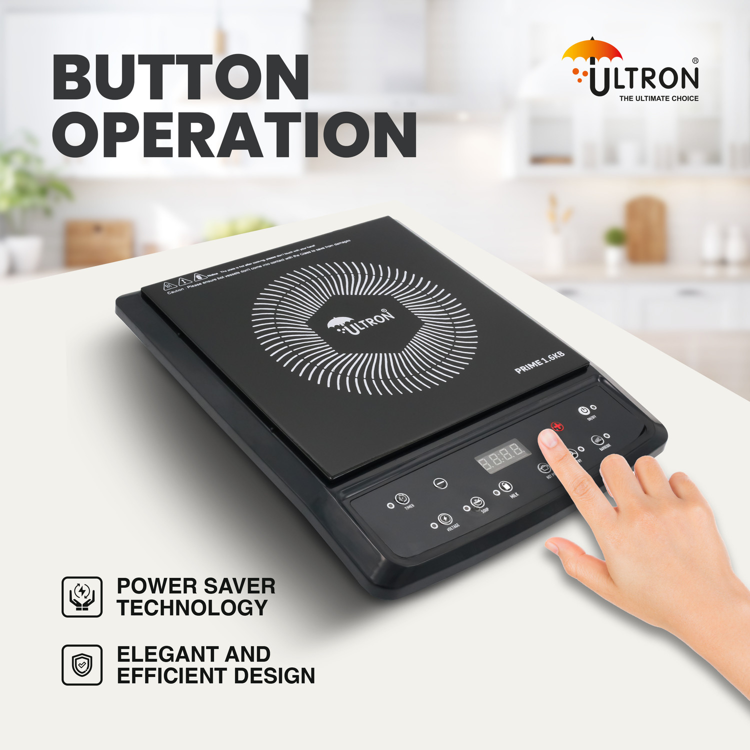 Image of ULTRON 1600 W Induction Cooktop Push Button