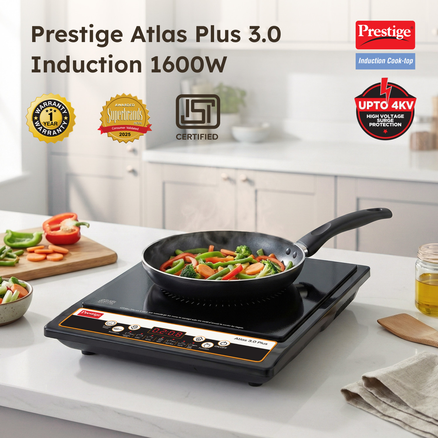 Image of Prestige 1600 W Induction Cooktop Push Button
