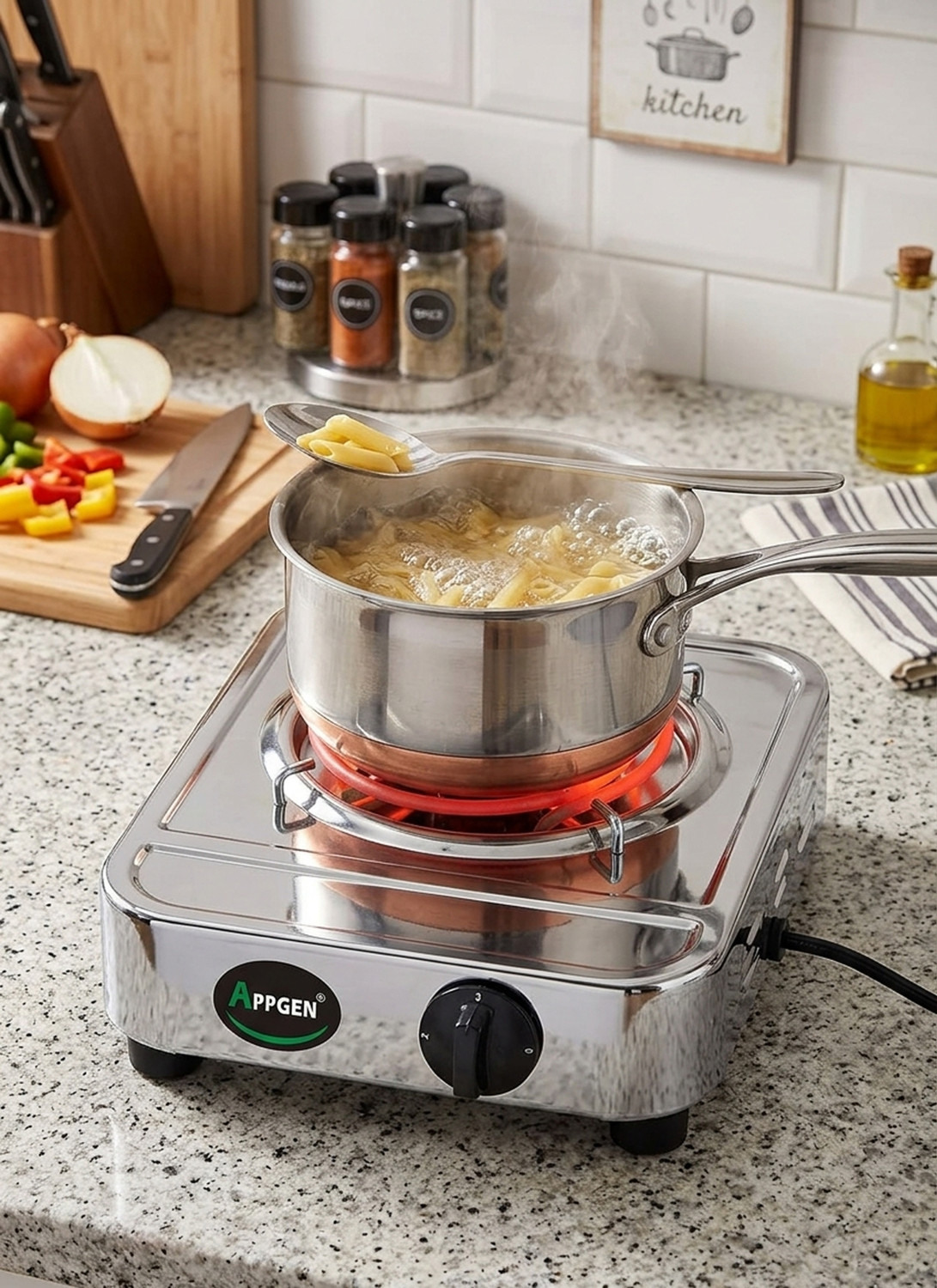 Image of APPGEN 2000 W Infrared Cooktop Push Button, Jog Dial