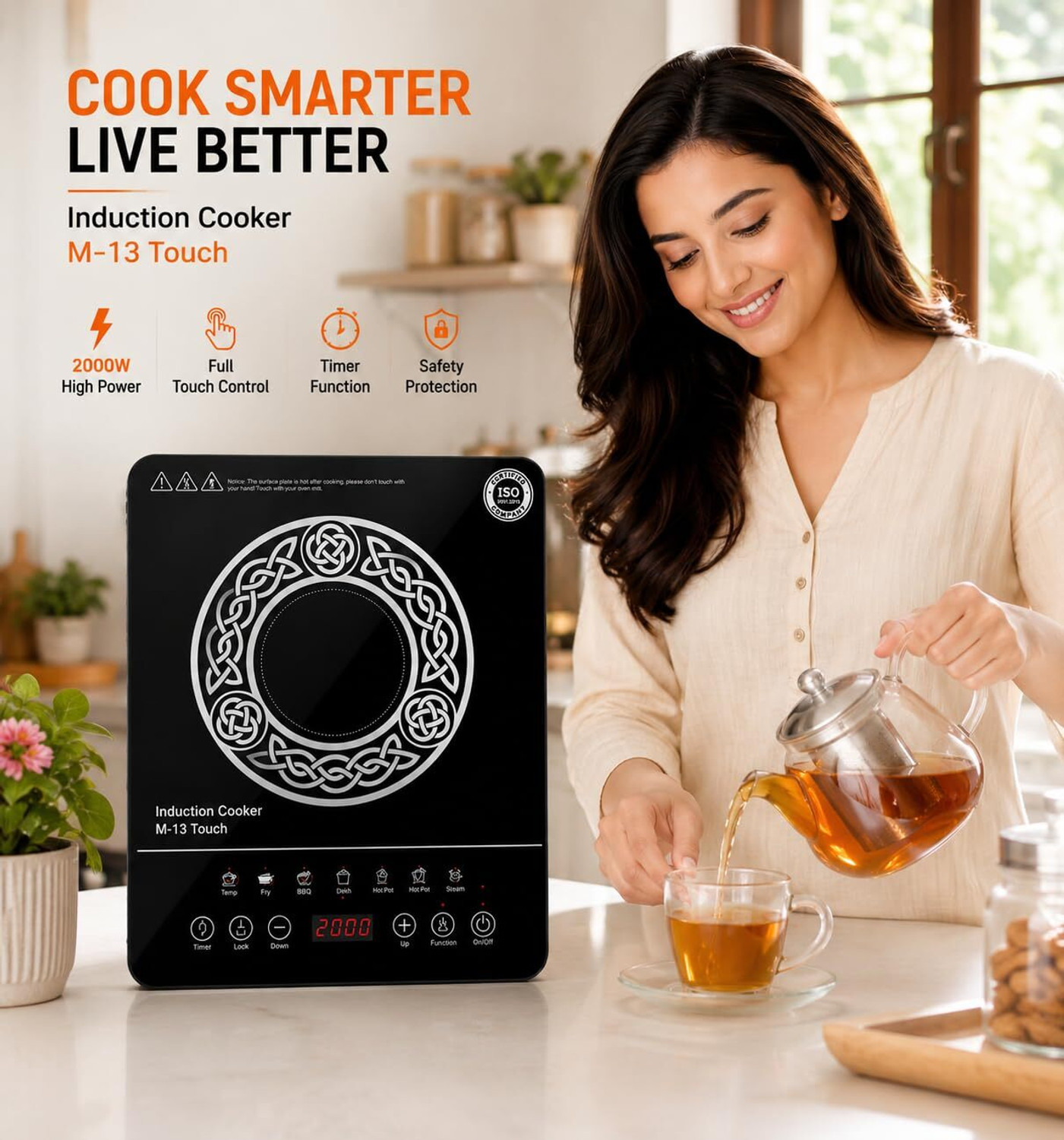 Image of CookSmart 2000 W Induction Cooktop Touch Panel