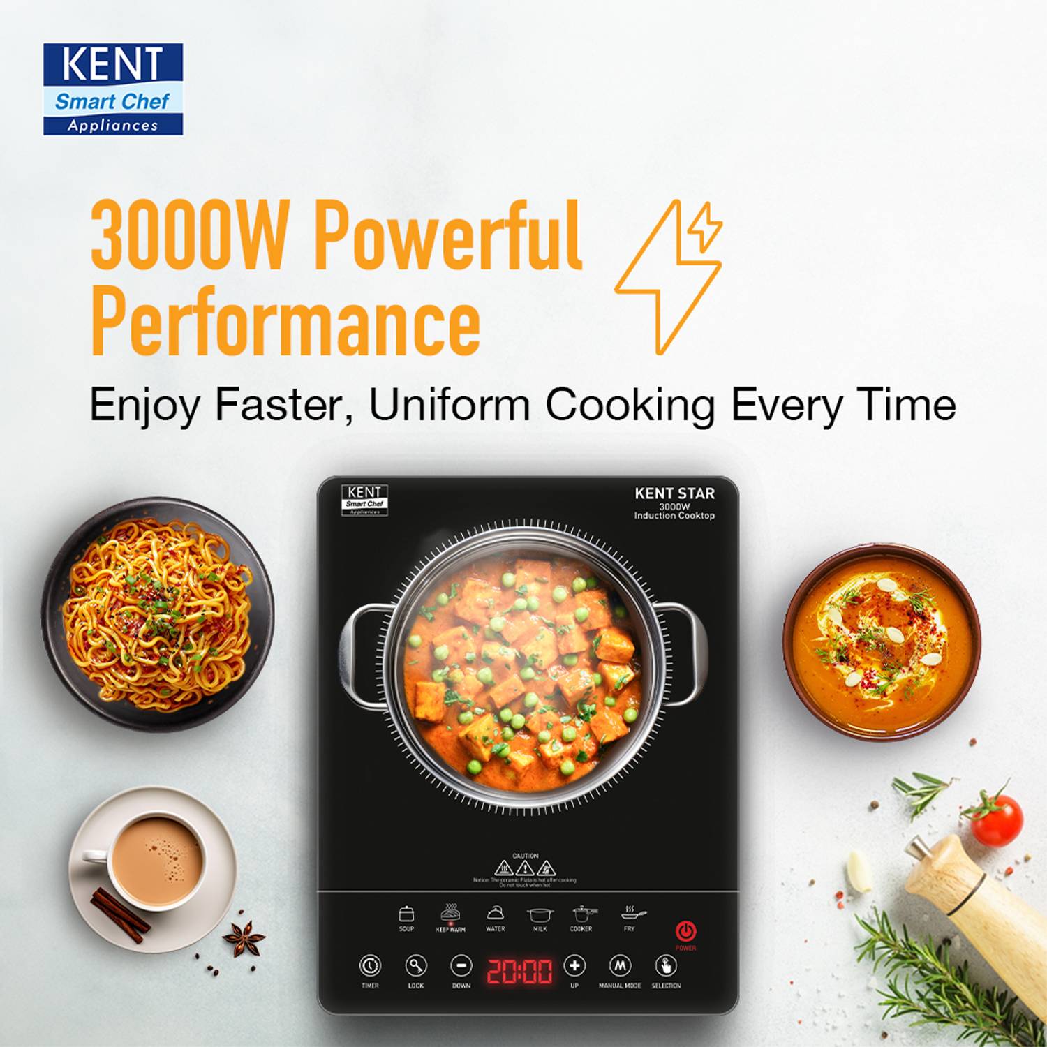 KENT 3000W Induction Cooktop Black - Image 2