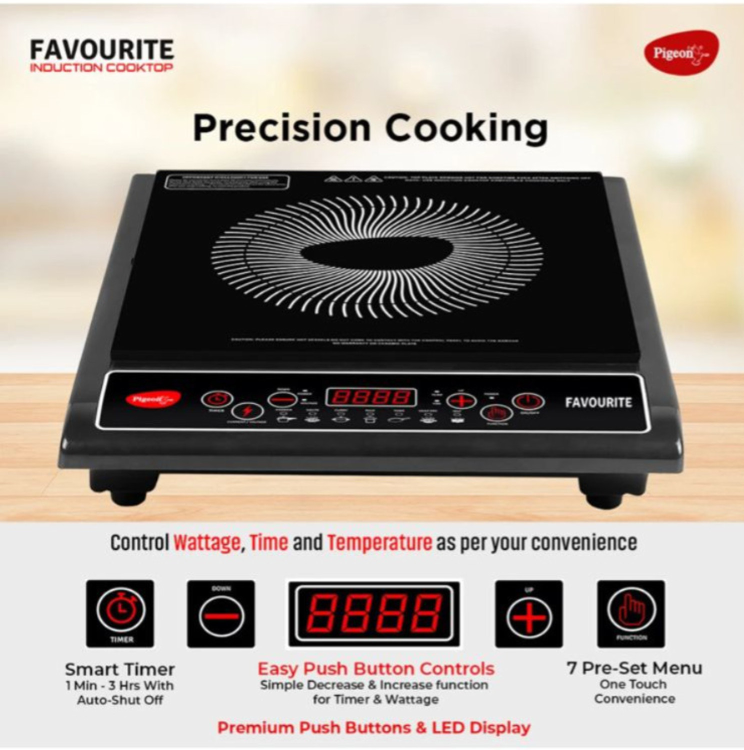 Image of Pigeon 1800 W Induction Cooktop Push Button