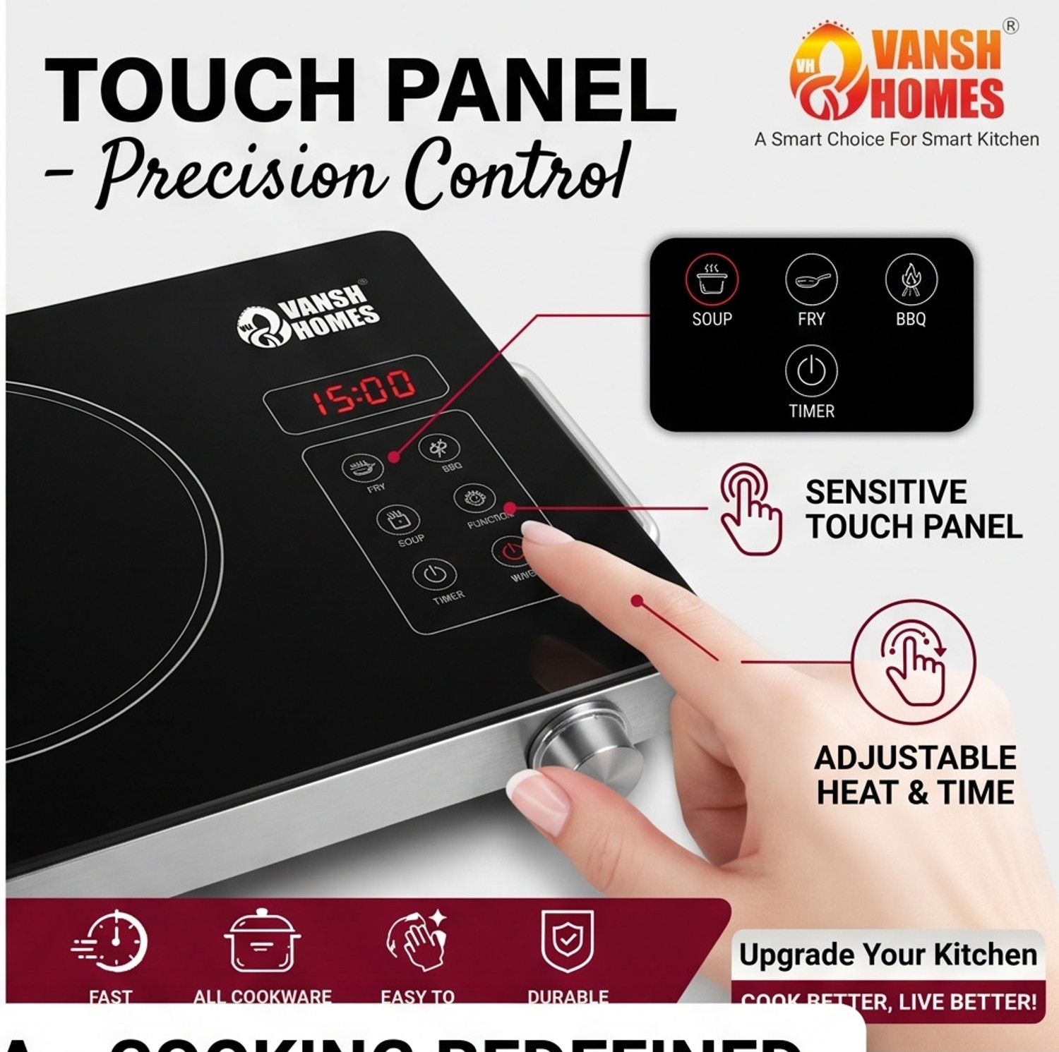 Image of VANSH HOMES 2200 W Infrared Cooktop Touch Panel (Multicolor, Advance Infrared CookTop)