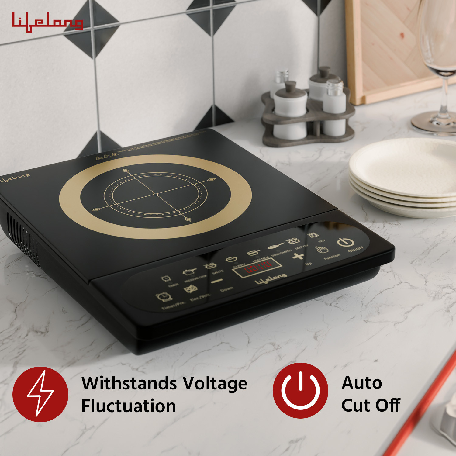 Image of Lifelong 2100 W Induction Cooktop Touch Panel