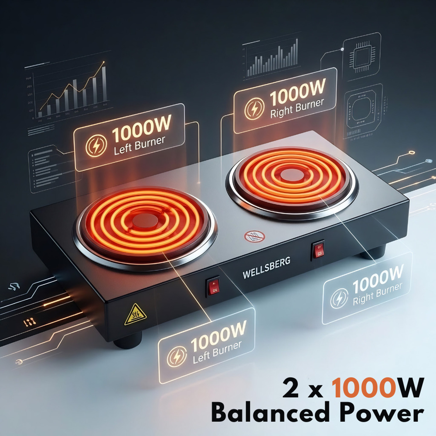 Image of WELLBERG 2000 W Radiant Cooktop Push Button