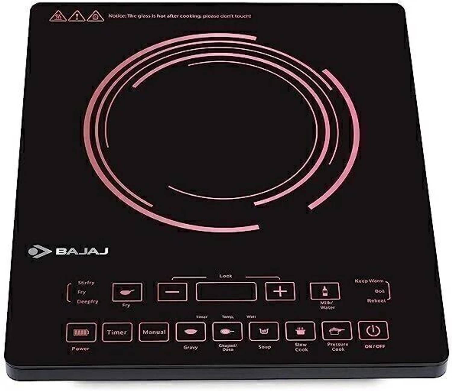 BAJAJ 2000 W Induction Cooktop Touch Panel (Black, Pink, ICX 200