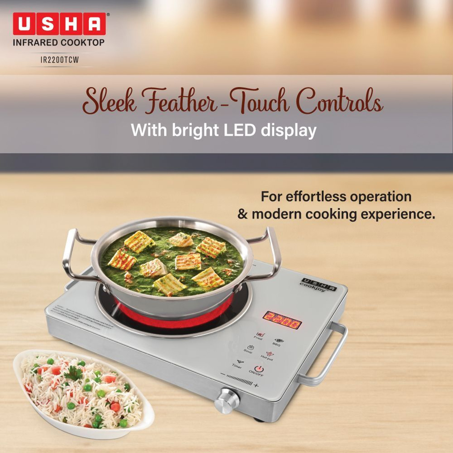 Image of USHA 2200 W Infrared Cooktop Touch Panel