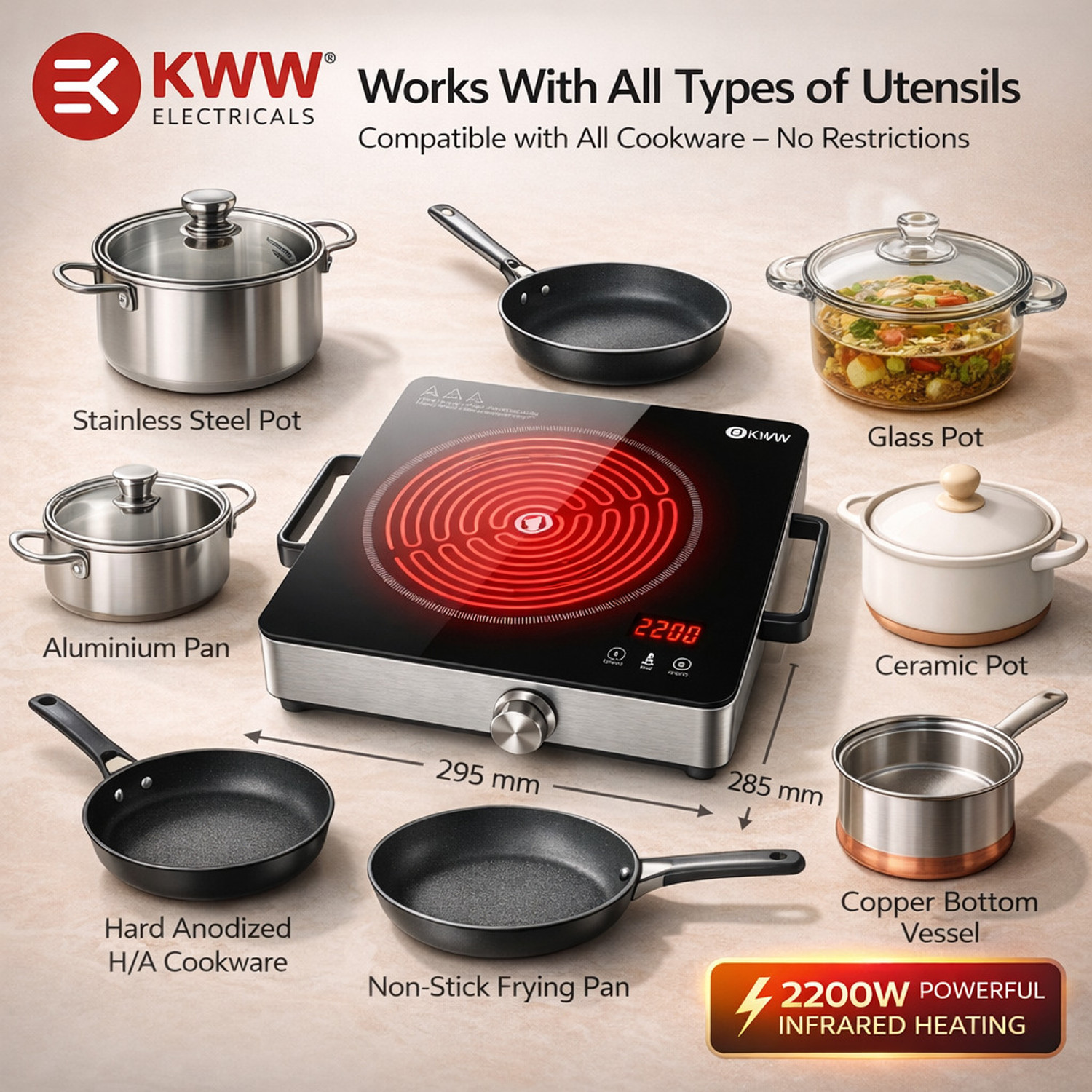 Image of KWW 2200 W Infrared Cooktop Touch Panel