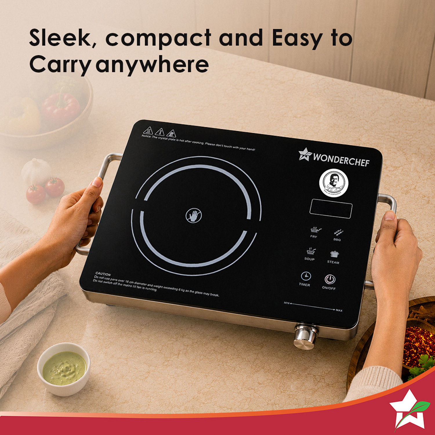 Image of WONDERCHEF 2200 W Infrared Cooktop Touch Panel