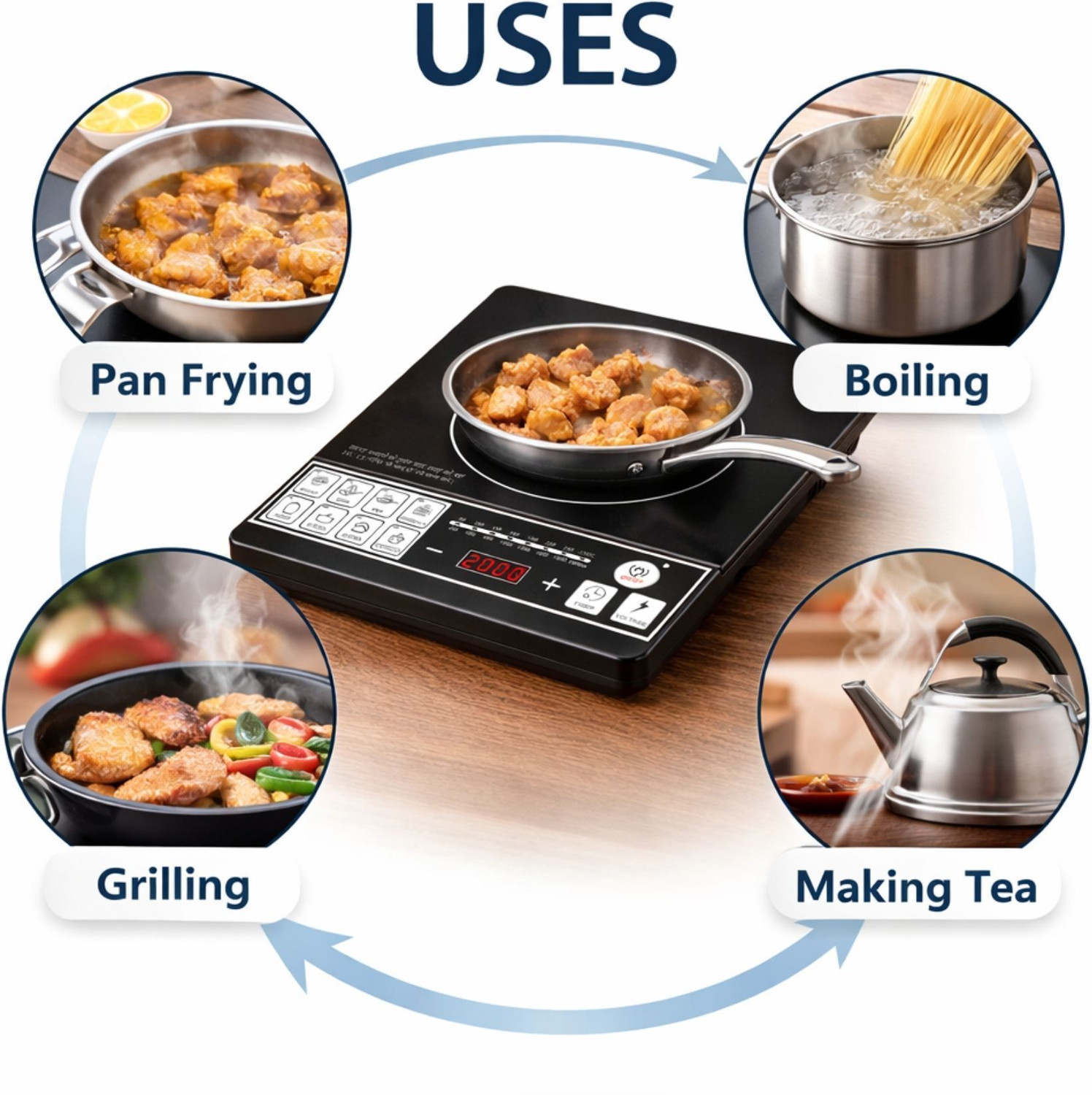 Image of Jaipan 2000 W Induction Cooktop Touch Panel