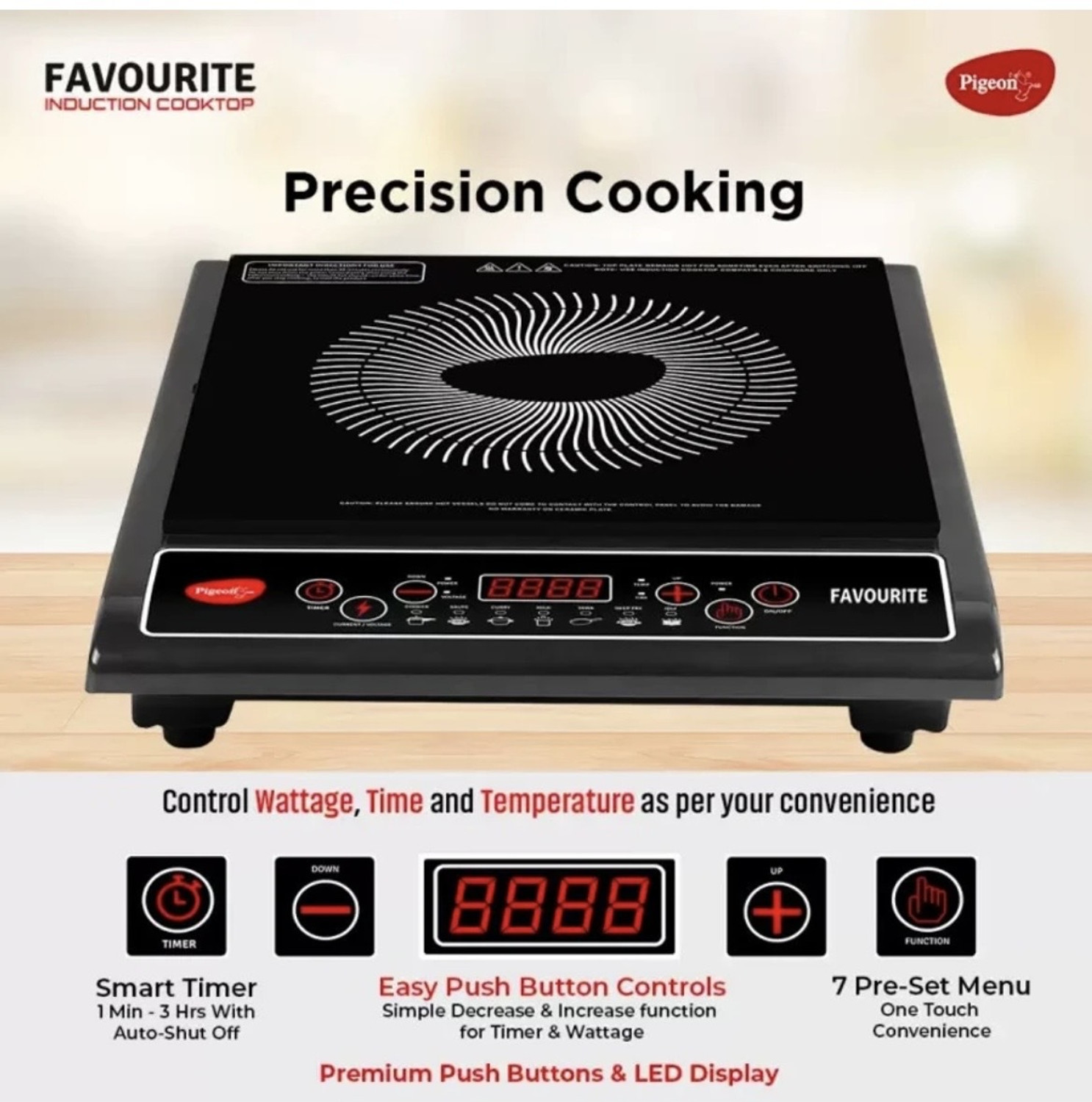 Image of Pigeon 1800 W Induction Cooktop Push Button