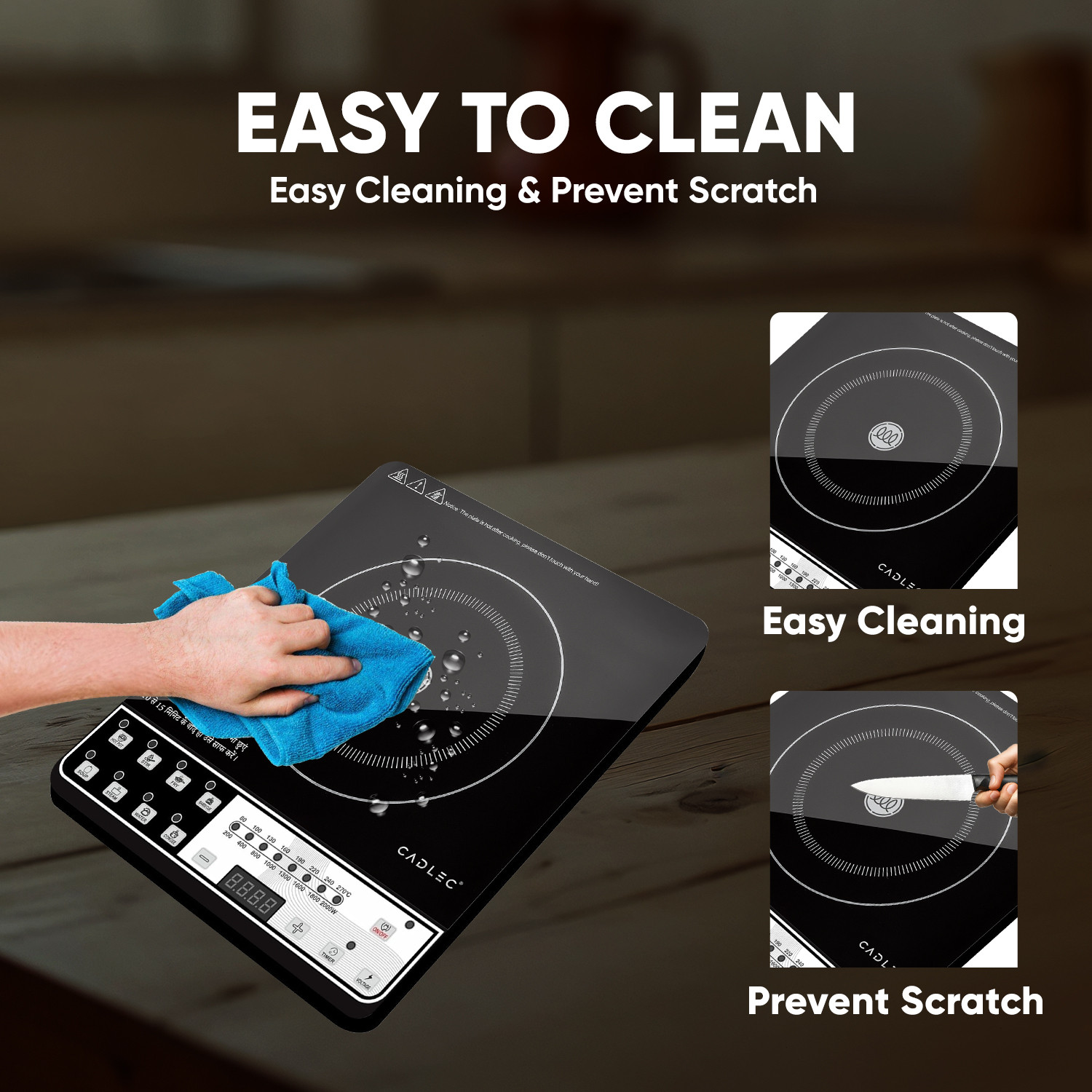 Image of Cadlec 1998 W Induction Cooktop Push Button (Black, CookEase)