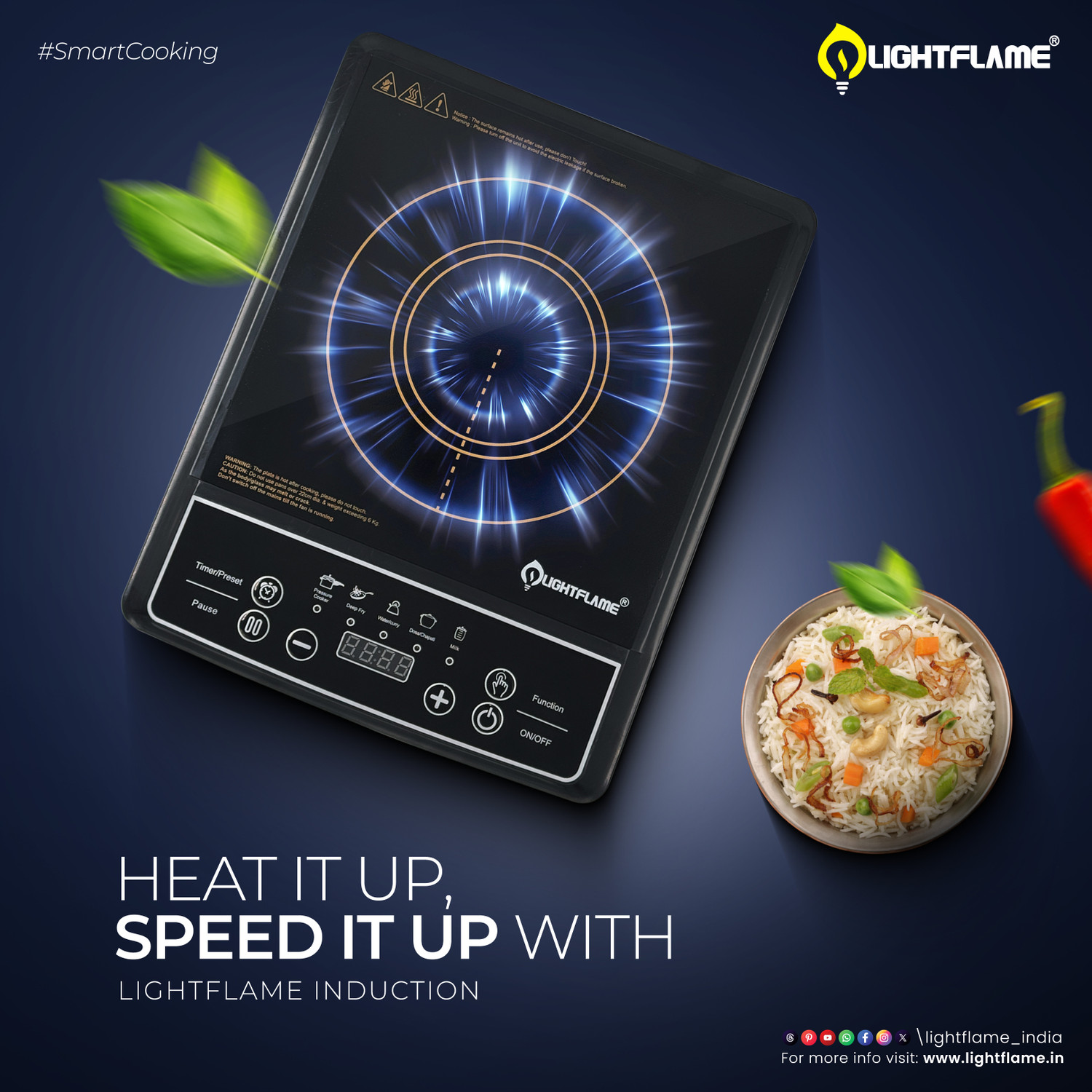 Image of LIGHTFLAME 2100 W Induction Cooktop Push Button