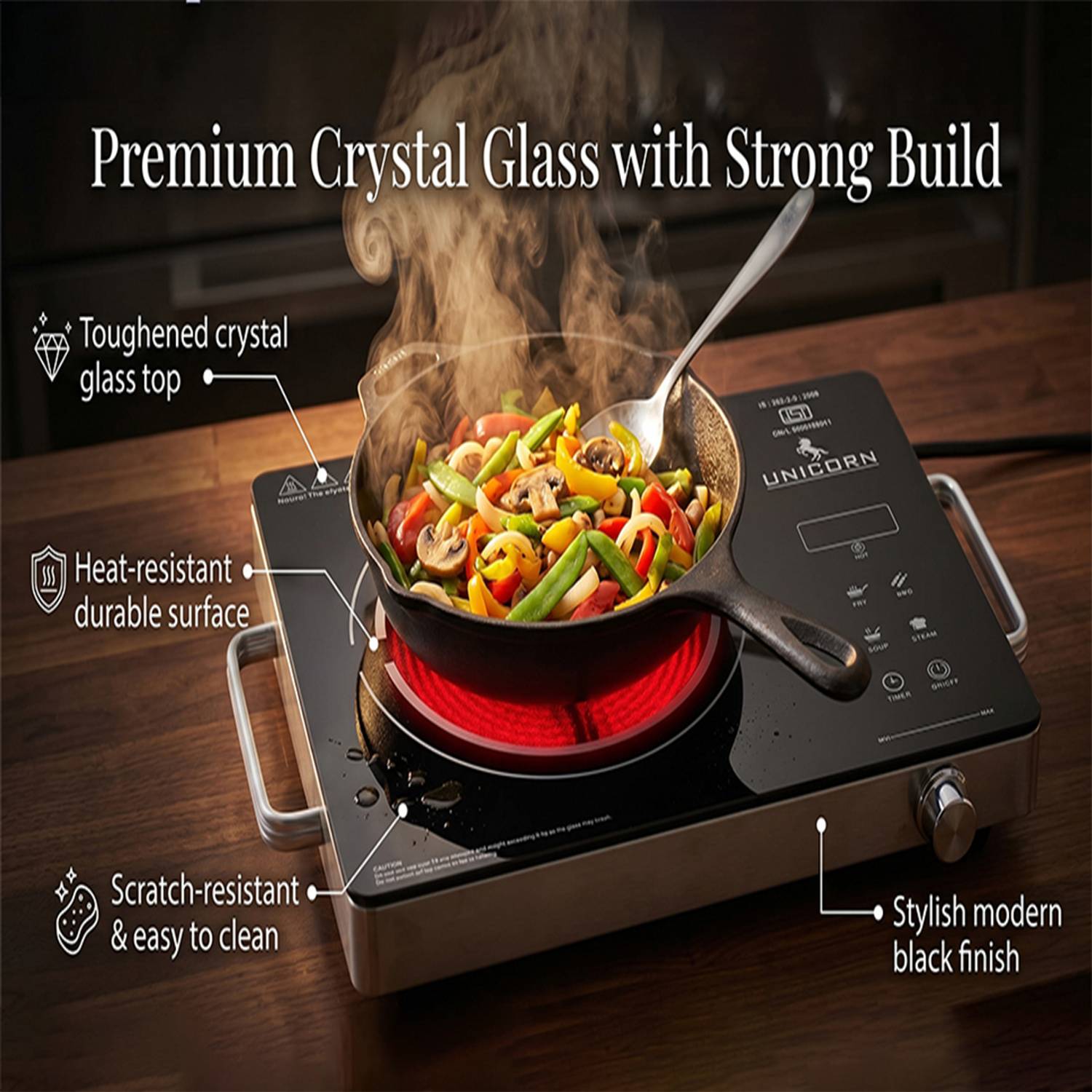 Unicorn 2200W Infrared Cooktop Black - Image 5