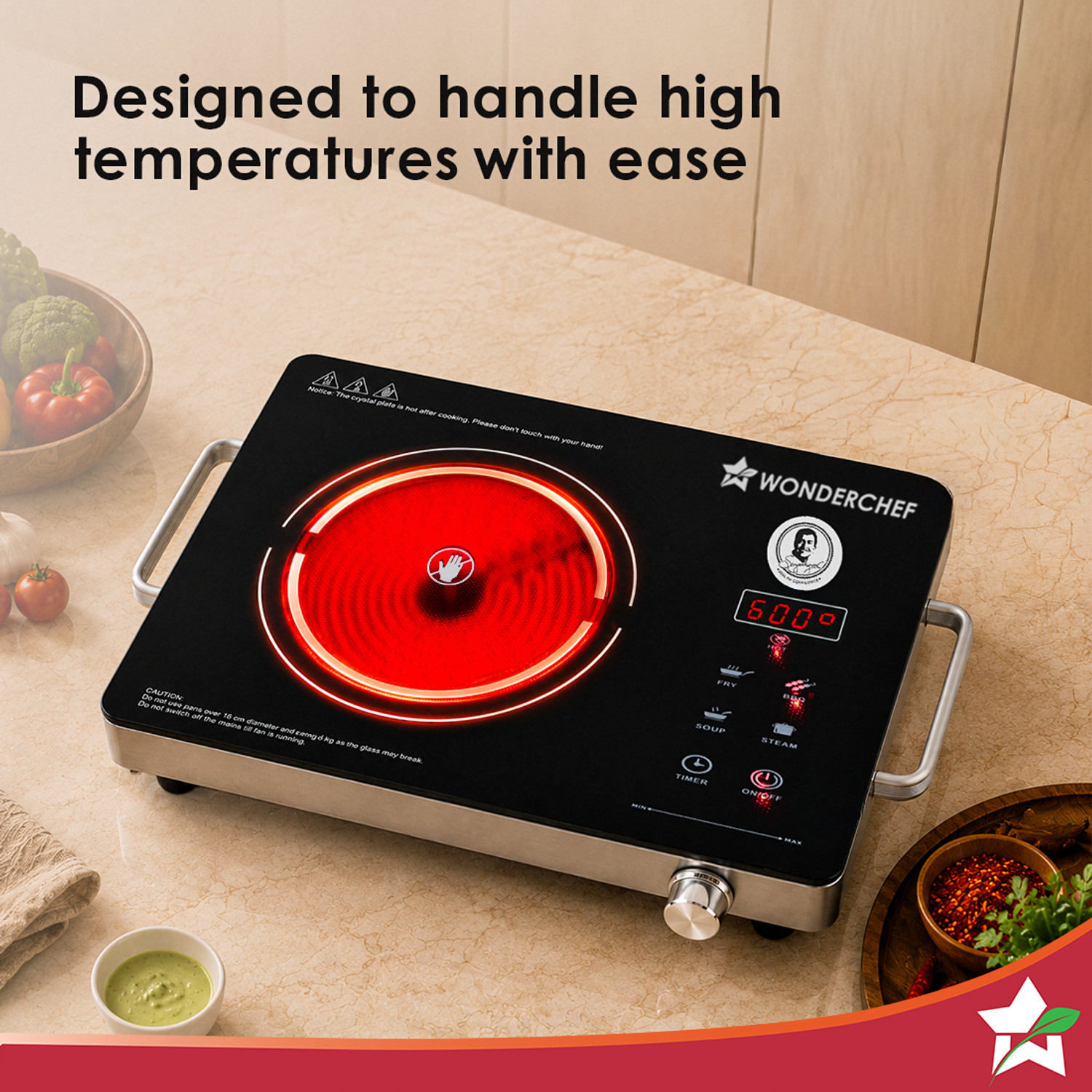 Image of WONDERCHEF 2200 W Infrared Cooktop Touch Panel