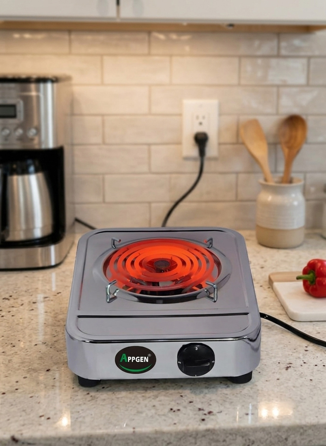 Image of APPGEN 2000 W Infrared Cooktop Push Button, Jog Dial