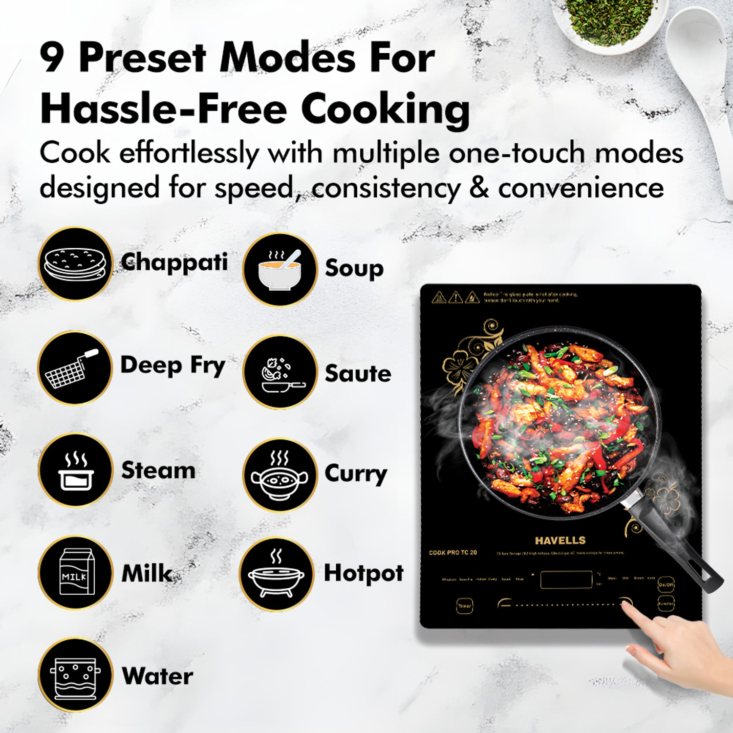 Image of HAVELLS 2000 W Induction Cooktop Touch Panel