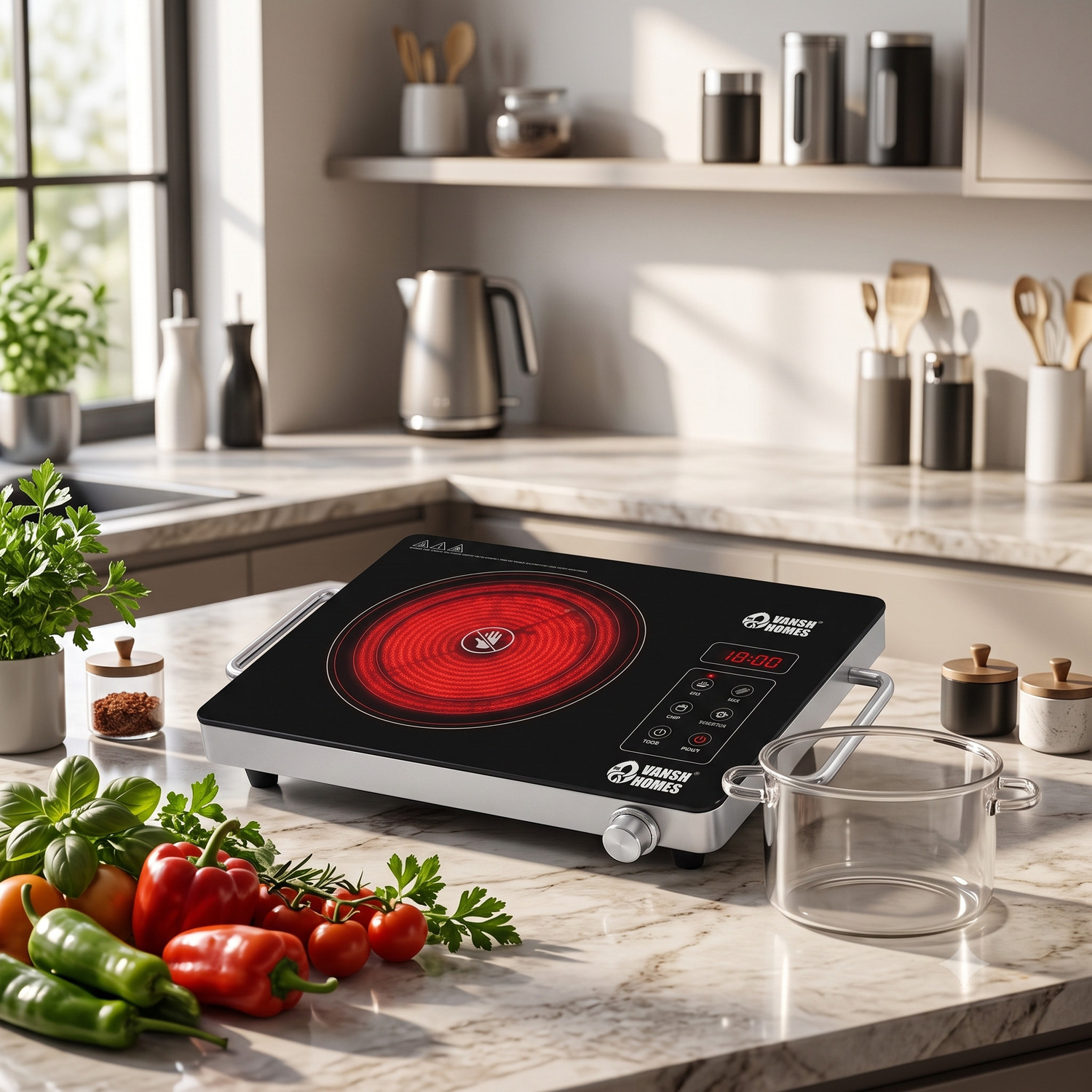 Image of VANSH HOMES 2200 W Infrared Cooktop Touch Panel (Multicolor, Advance Infrared CookTop)