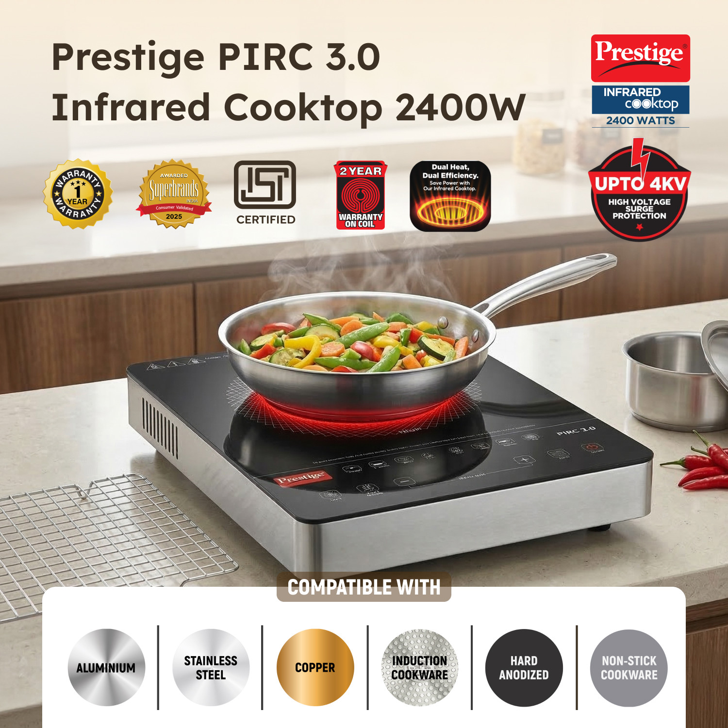 Image of Prestige 2400 W Infrared Cooktop Touch Panel