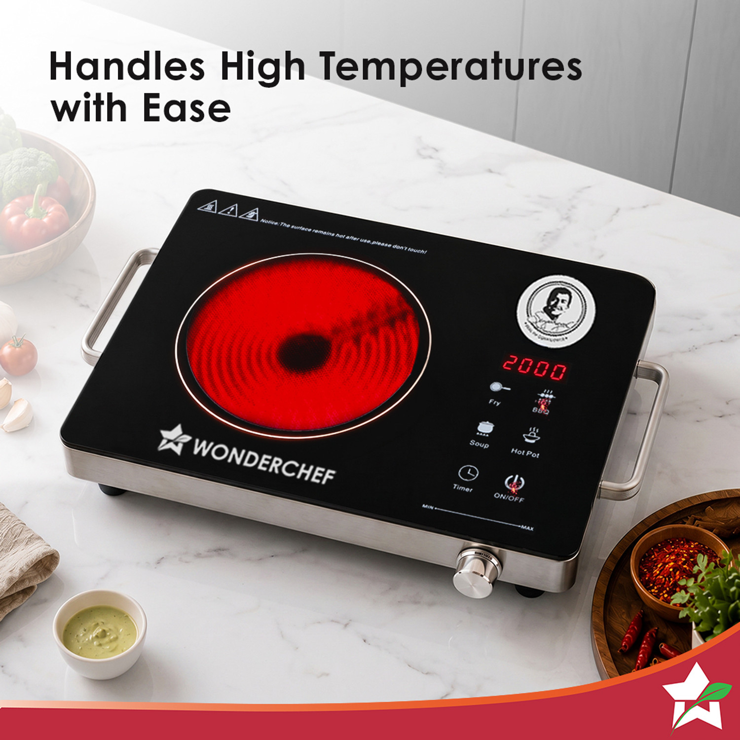 Image of WONDERCHEF 2200 W Infrared Cooktop Touch Panel