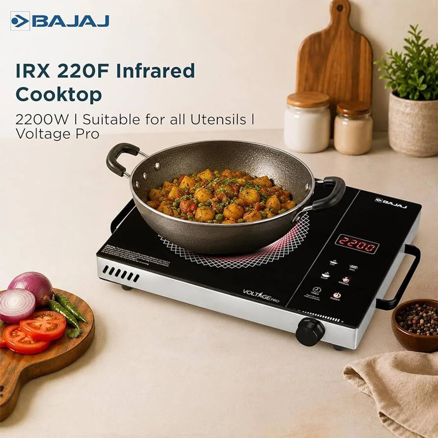 Image of BAJAJ 2200 W Infrared Cooktop Touch Panel