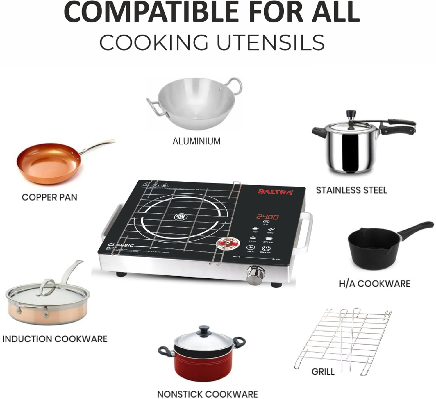 Image of Baltra 2400 W Infrared Cooktop Touch Panel