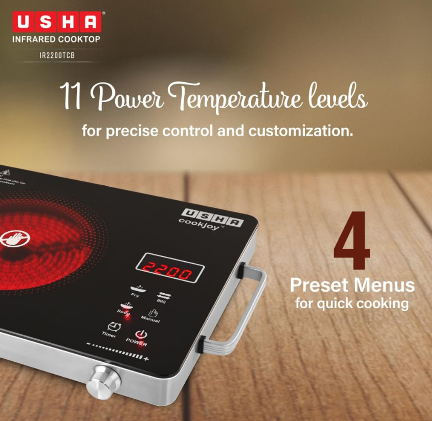 Image of USHA 2200 W Infrared Cooktop Touch Panel