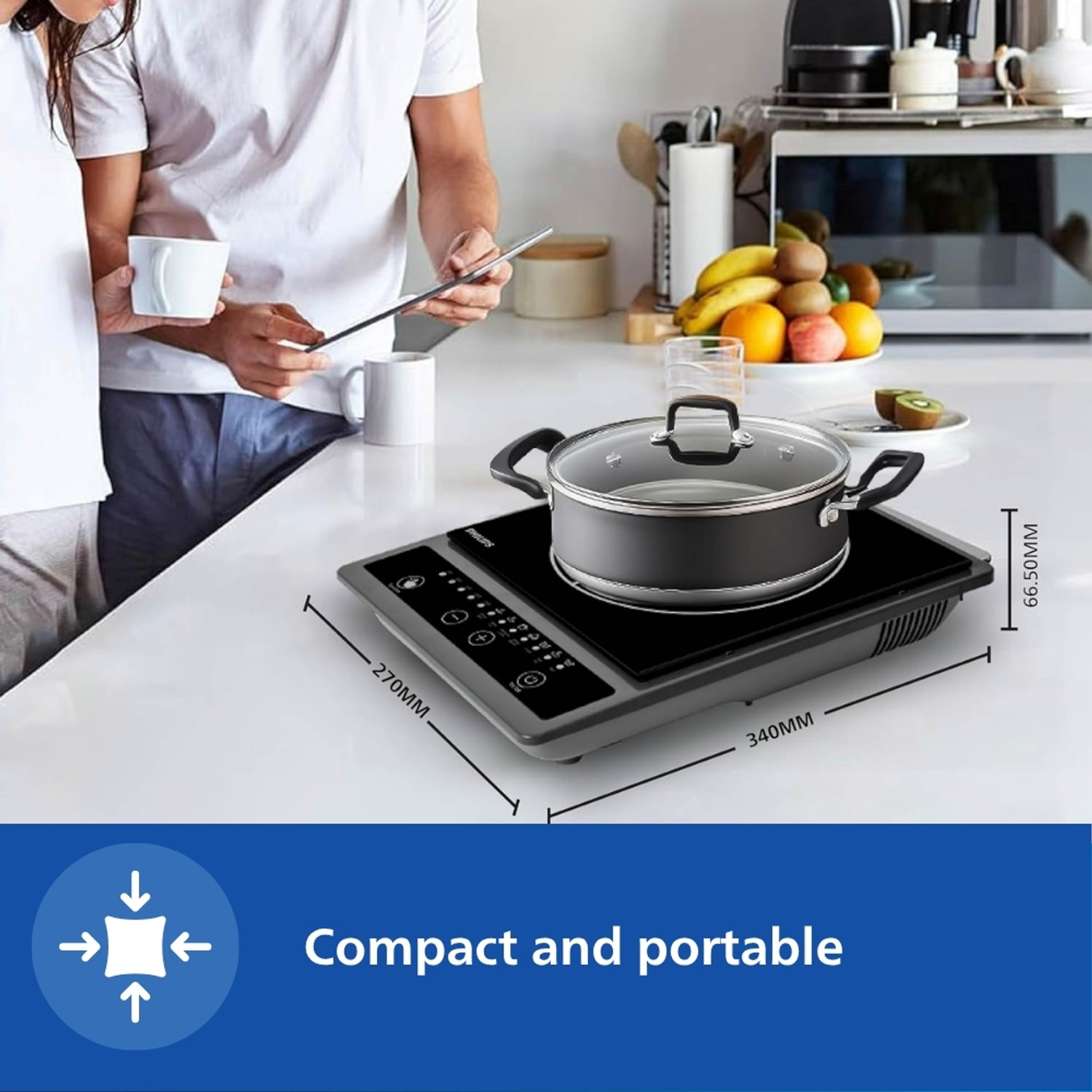 Image of PHILIPS 1300 W Induction Cooktop Push Button