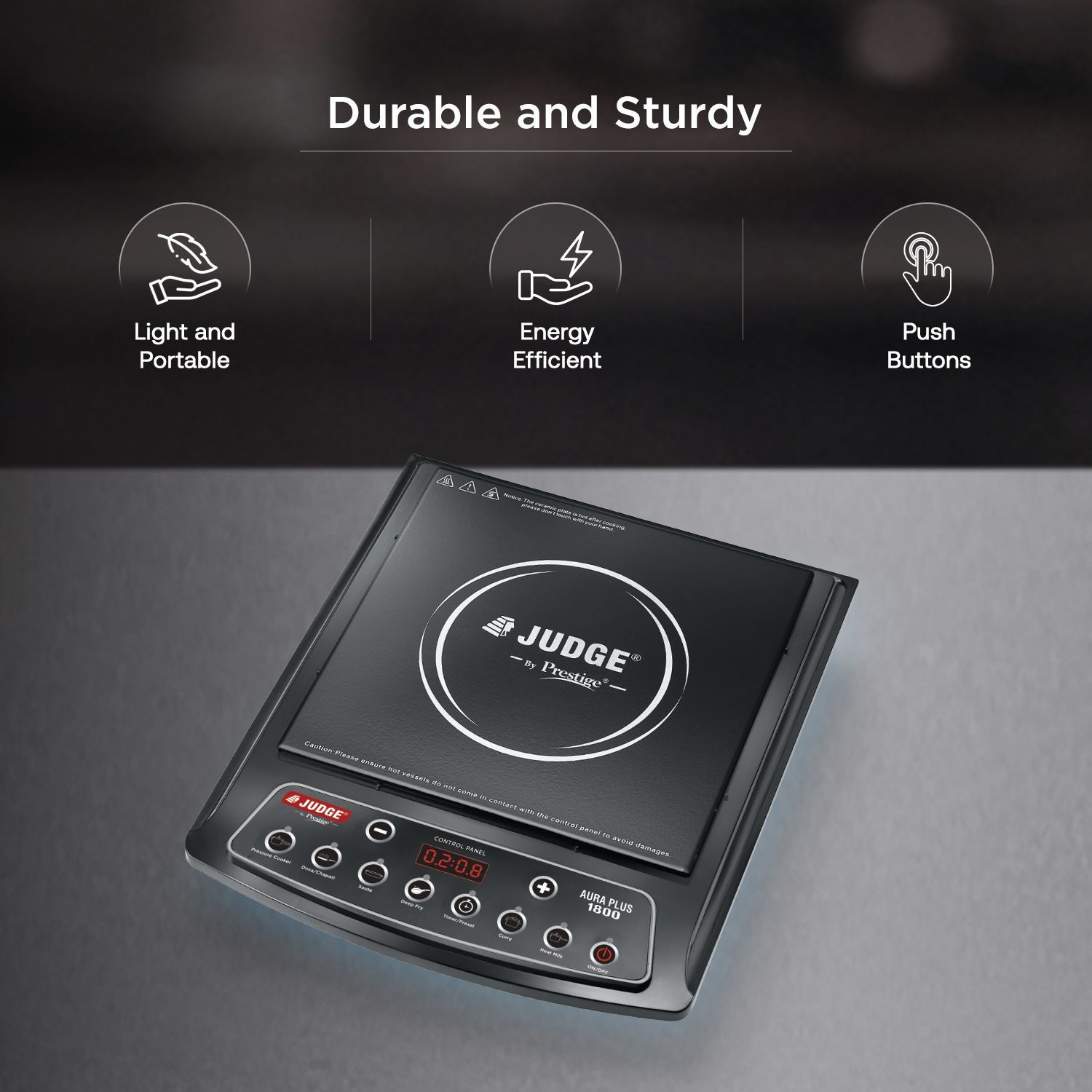Image of Judge 1800 W Induction Cooktop Push Button