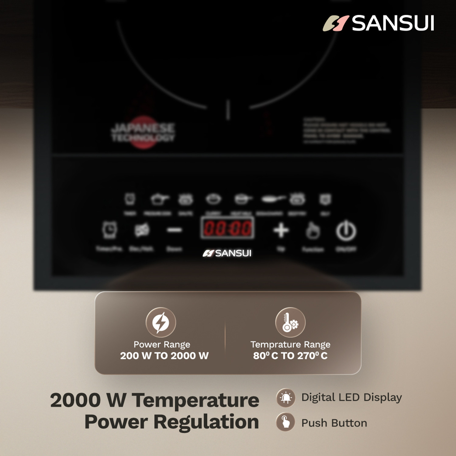 Image of Sansui 2000 W Induction Cooktop Touch Panel