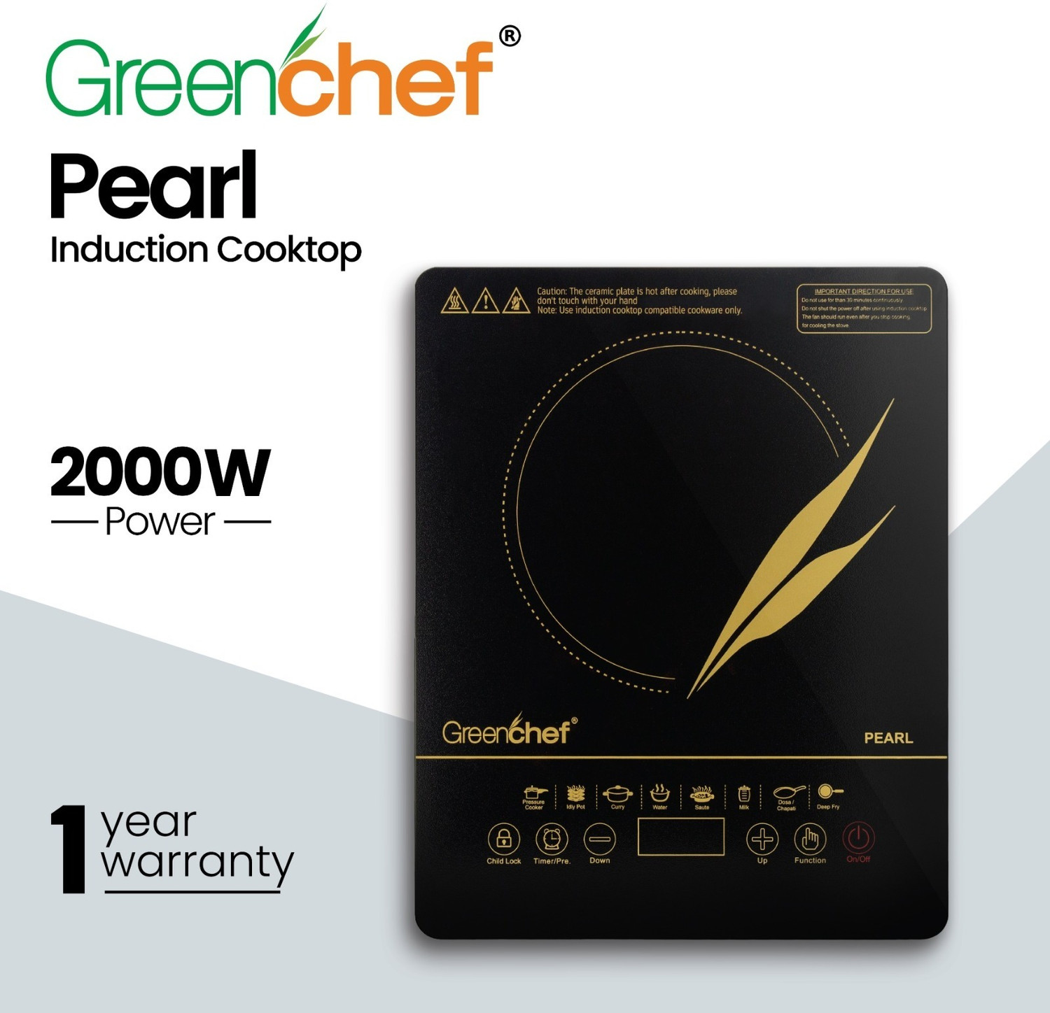 Image of Greenchef 2000 W Induction Cooktop Touch Panel