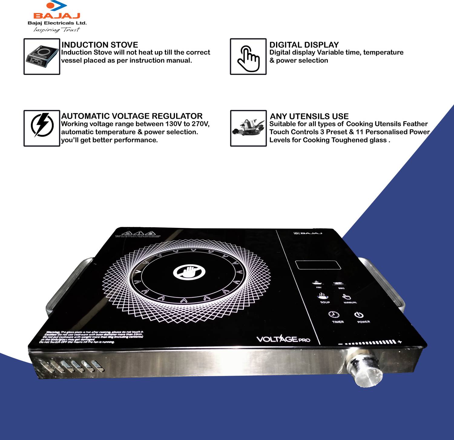 BAJAJ 2200 W Radiant Cooktop, Jog Dial, Touch Panel - Image 5