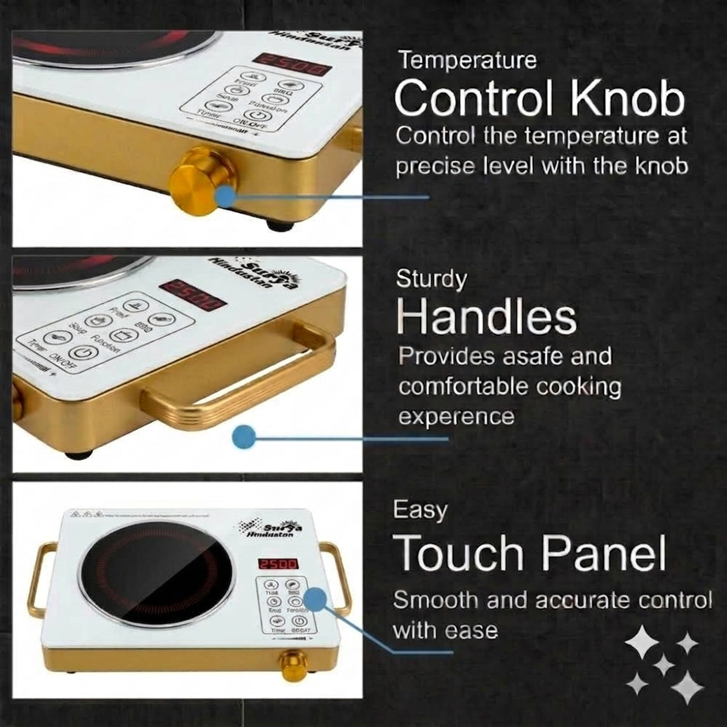 Image of Surya Hindustan 2500 W Infrared Cooktop Touch Panel