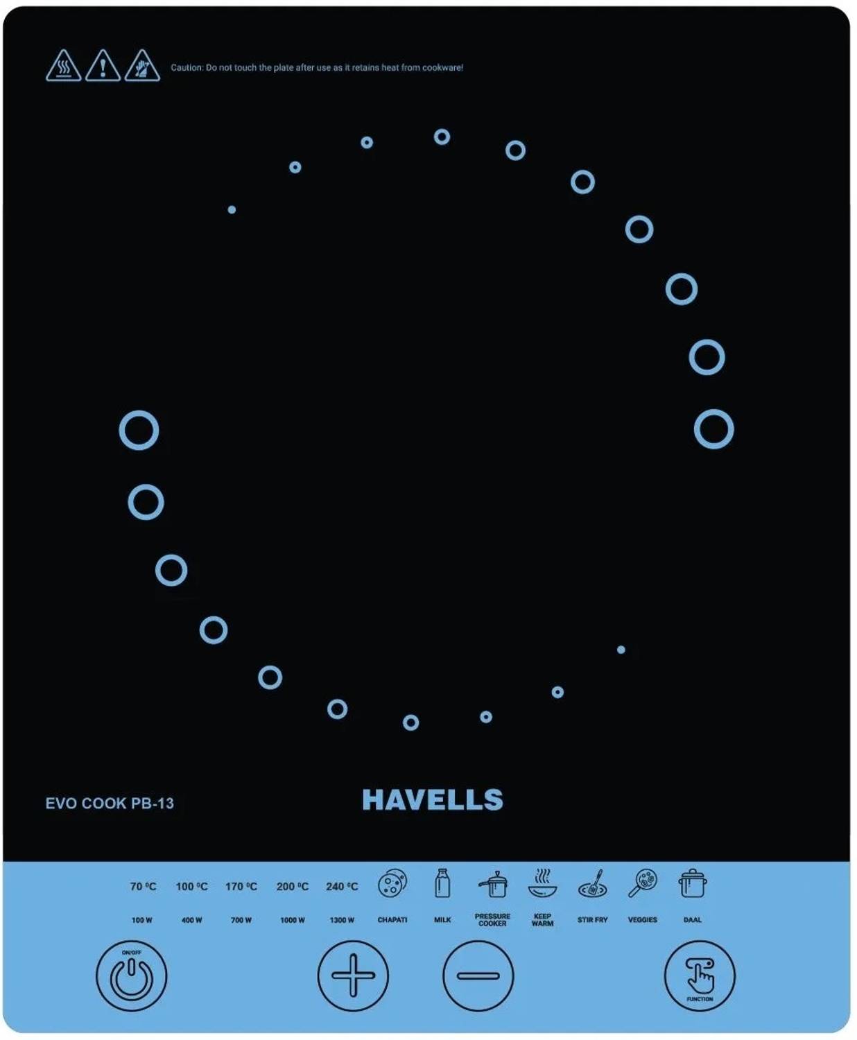 HAVELLS 1300 W Induction Cooktop Push Button (Black, EVO COOK PB1