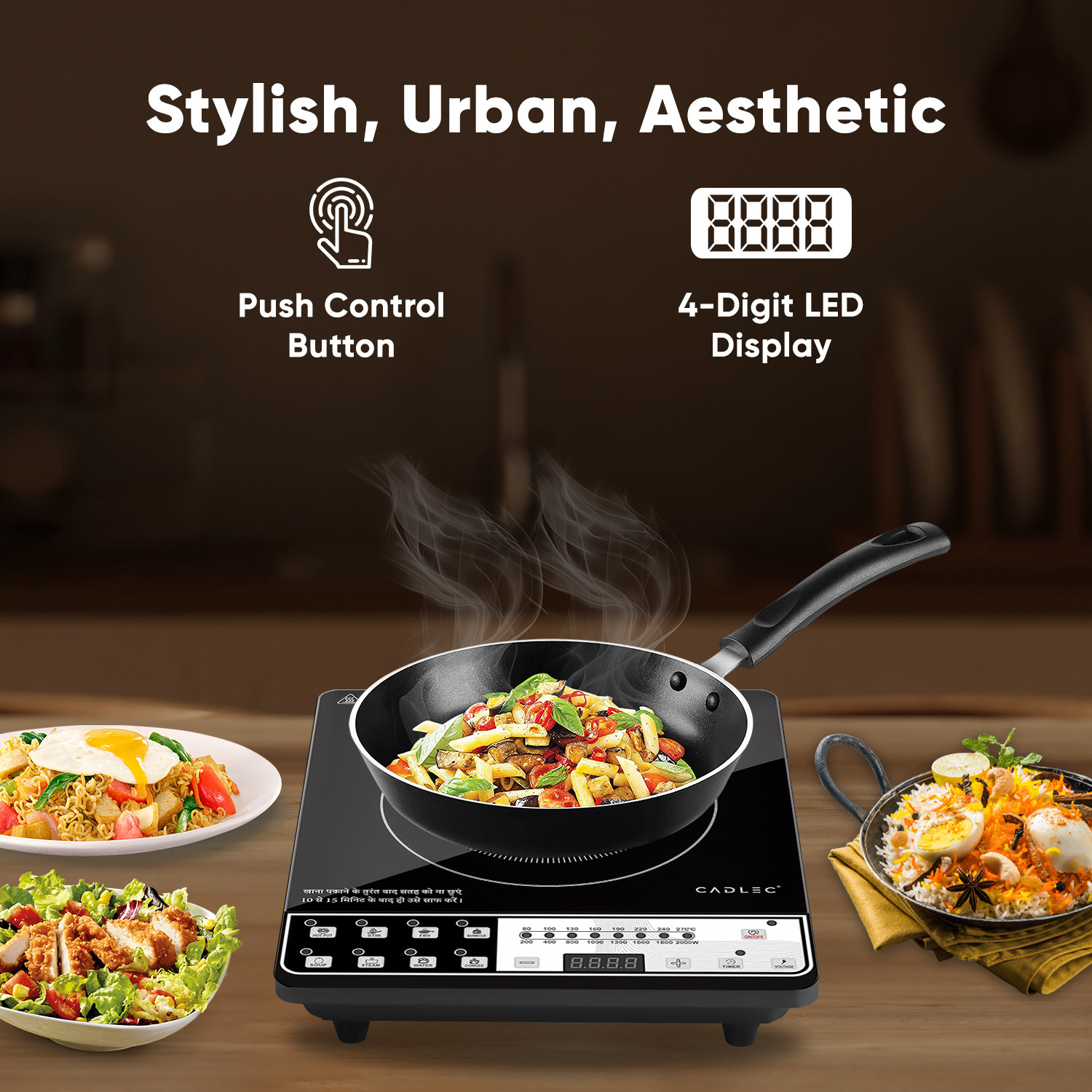 Image of Cadlec 1998 W Induction Cooktop Push Button (Black, CookEase)