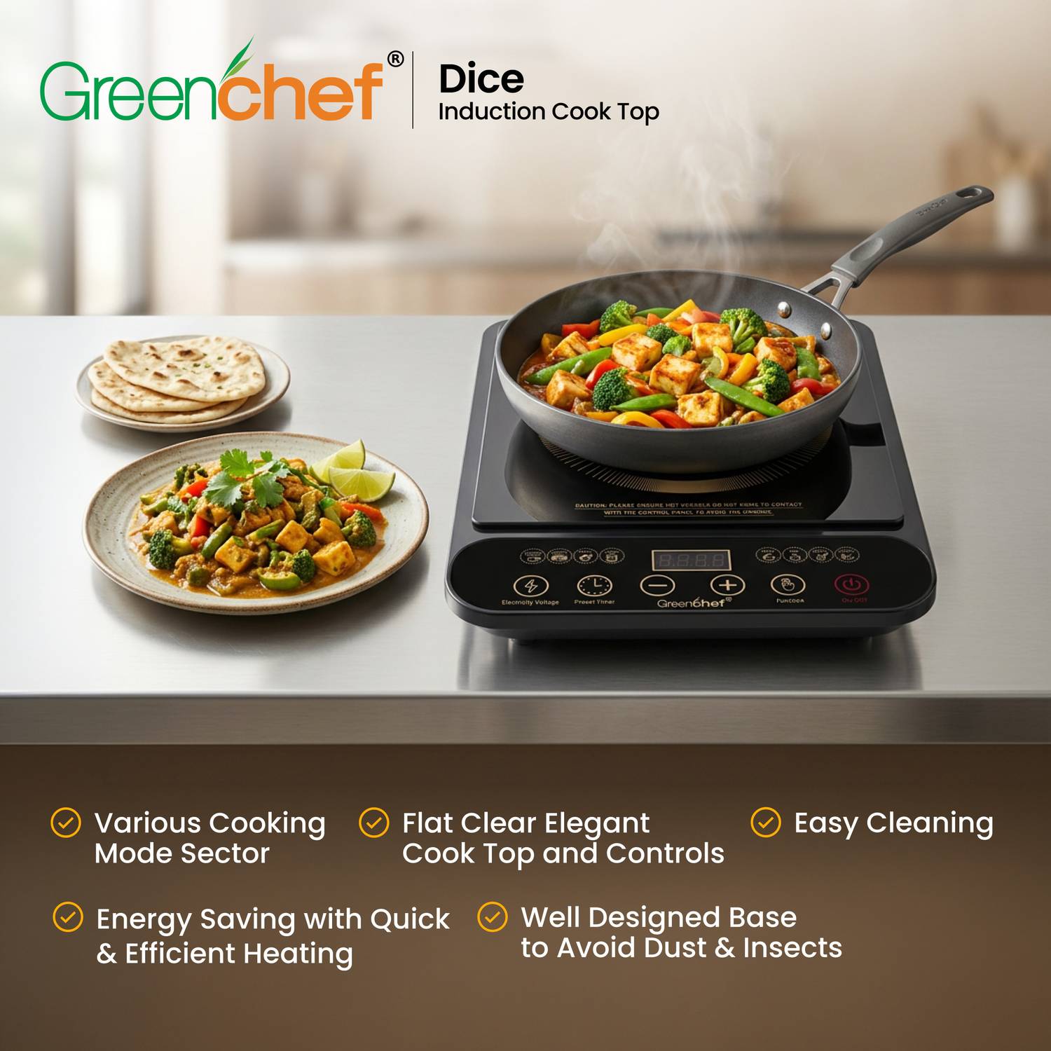 Greenchef 2000W Induction Cooktop Black - Image 2