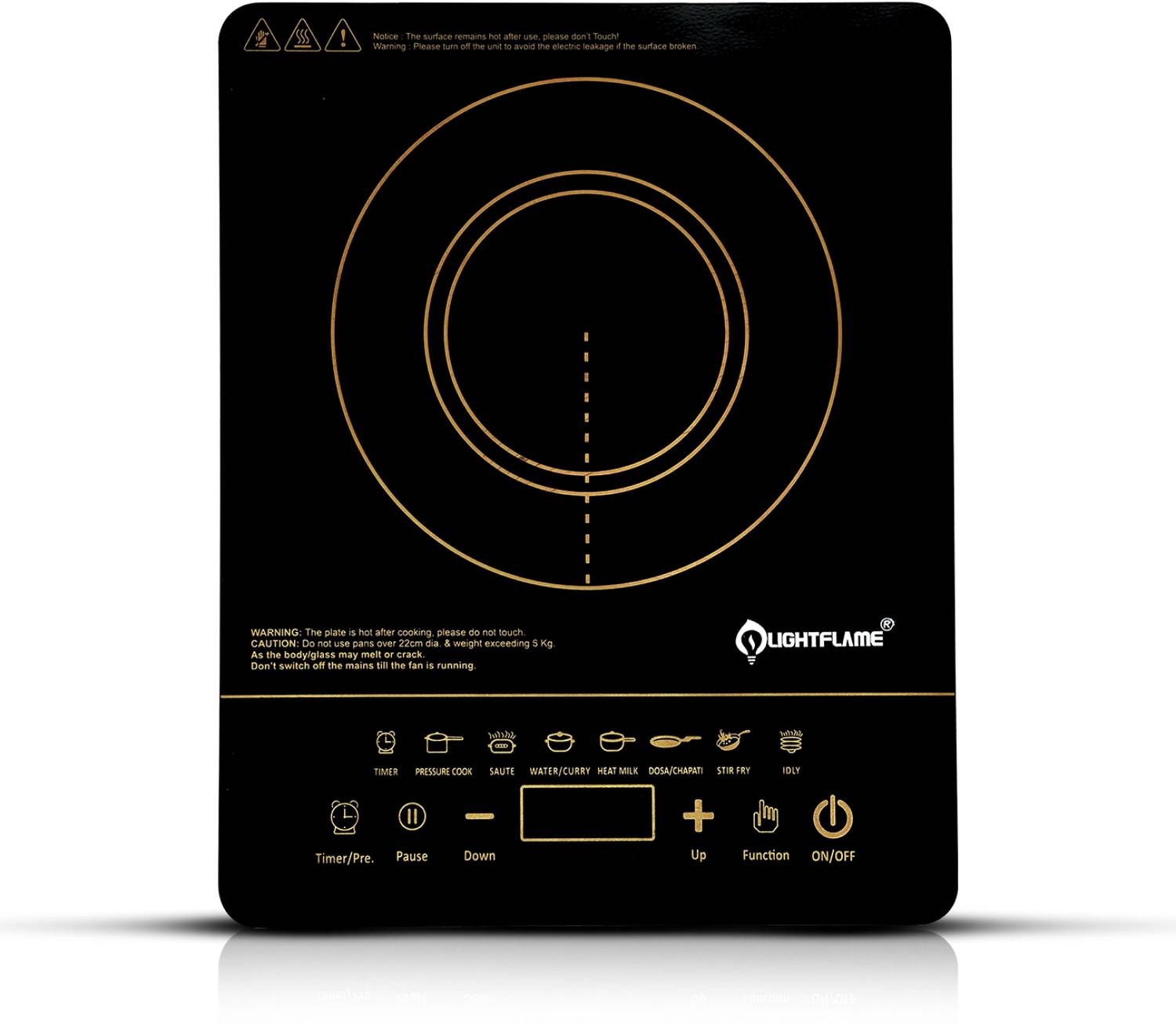 LIGHTFLAME 2100 W Induction Cooktop Touch Panel (Black, IGNIS PRI