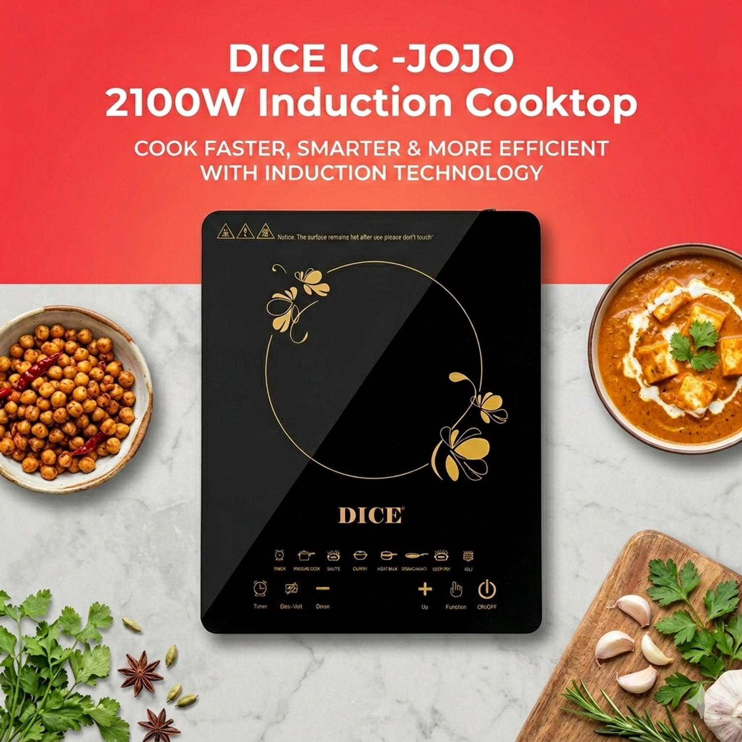 Image of Dice 2100 W Induction Cooktop Touch Panel