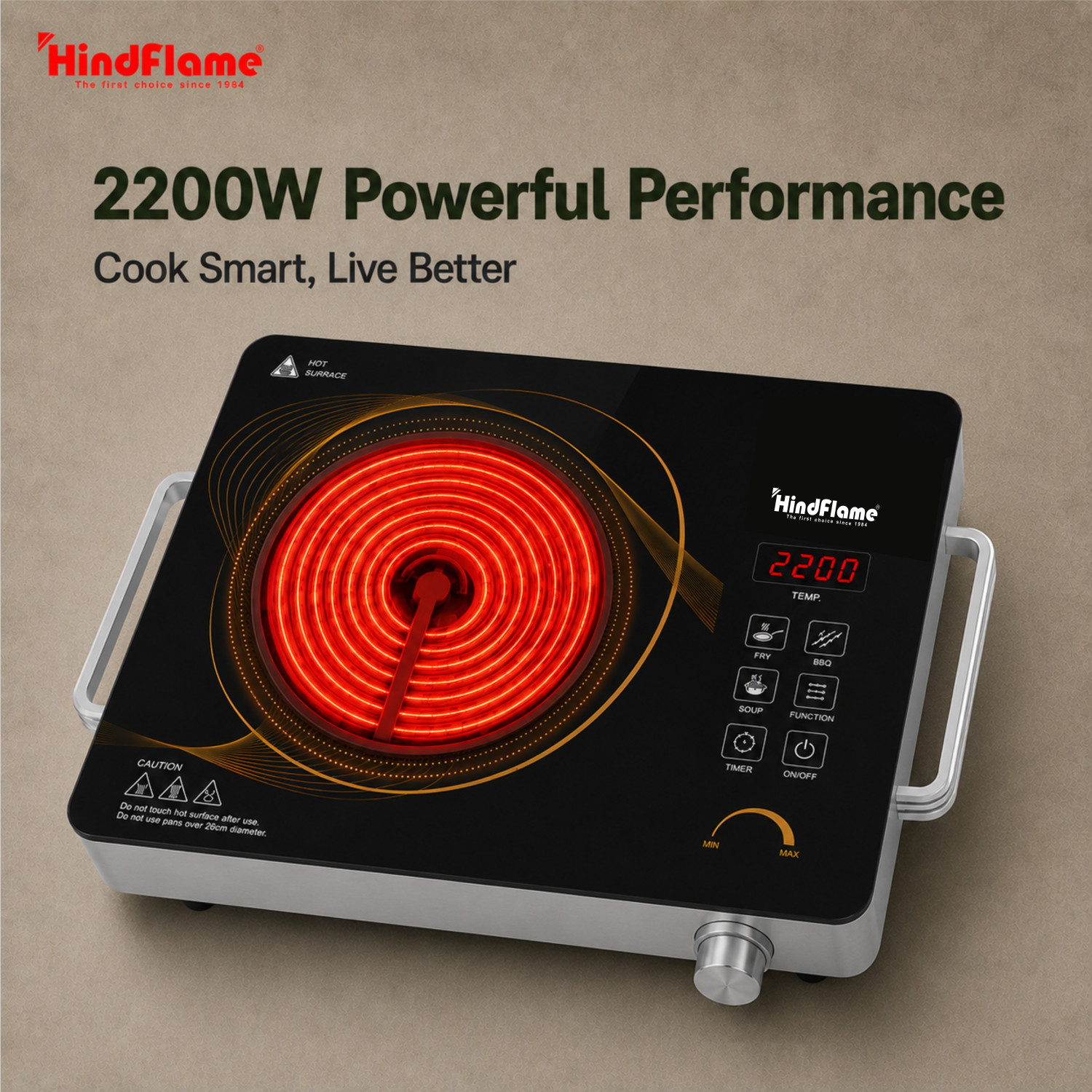 Image of Hindflame 2200 W Infrared Cooktop Touch Panel